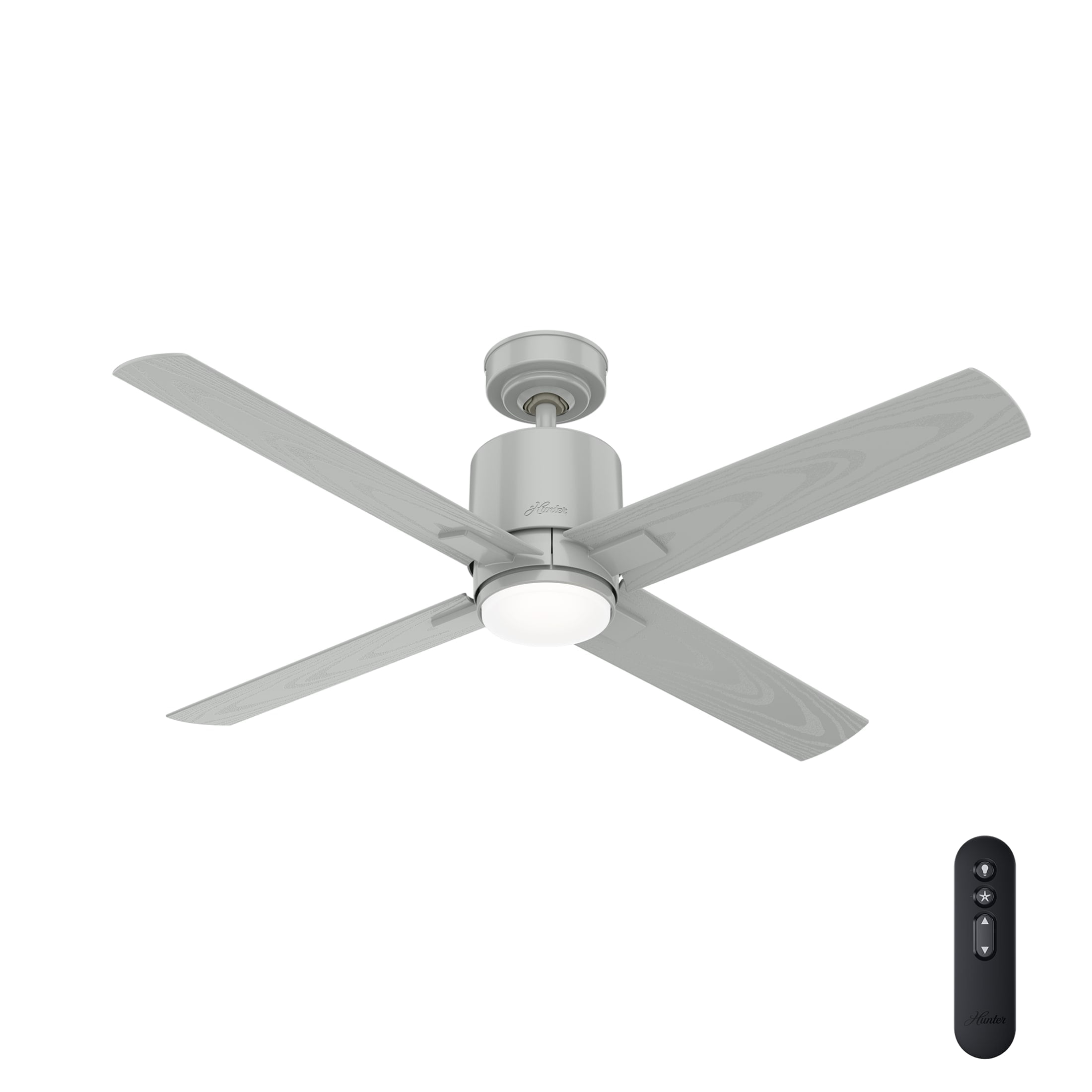 Hunter - Visalia Indoor/Outdoor Ceiling Fan With Light, Remote, 52-inch, Quartz Grey, Casual-style, 4-speed WhisperWind Motor, 50595, for porches, patios, sunrooms, bathrooms - Image 9