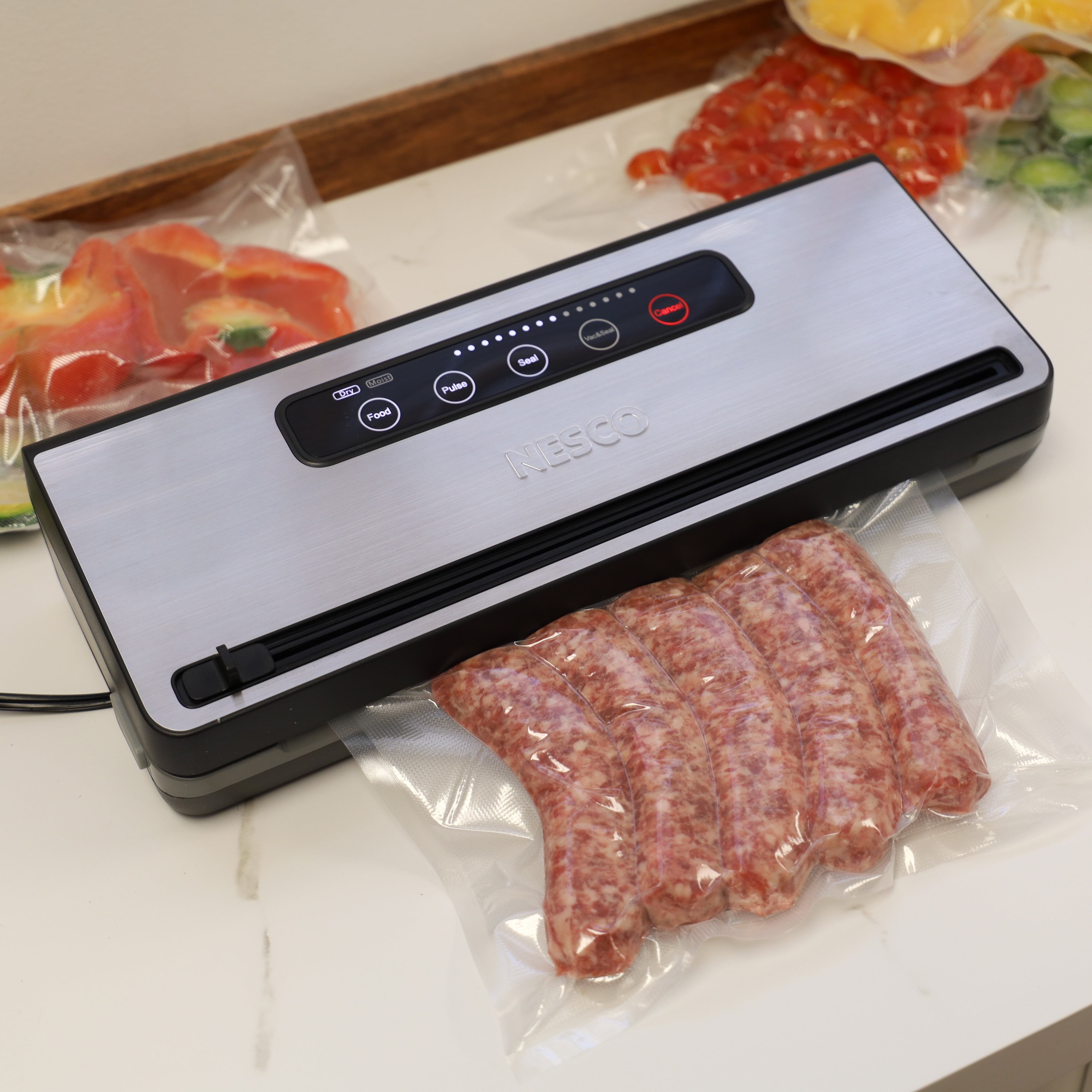 NESCO® Vacuum Sealer Machine, One-Touch Automatic Food Sealer With Digital Control Panel, Pulse Mode, Built-In Roll Storage, For Bulk Food Storage & Freezer Meals, VS-101S - Image 9