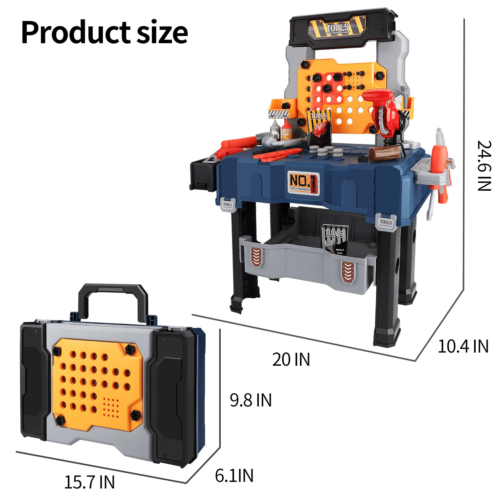 Eohemeral Kids Tool Bench with Realistic Tools and Electric Drill,Transformable Kids Tool Set,Toddler Workbench for Boys and Girls - Image 3