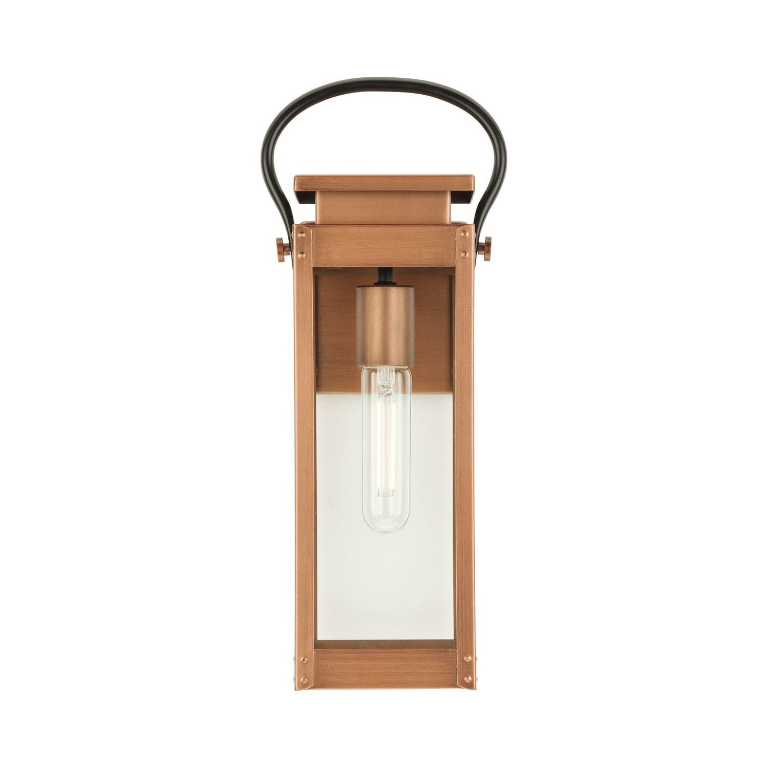 Union Square One-Light Small Antique Copper Urban Industrial Outdoor Wall Lantern - Image 7