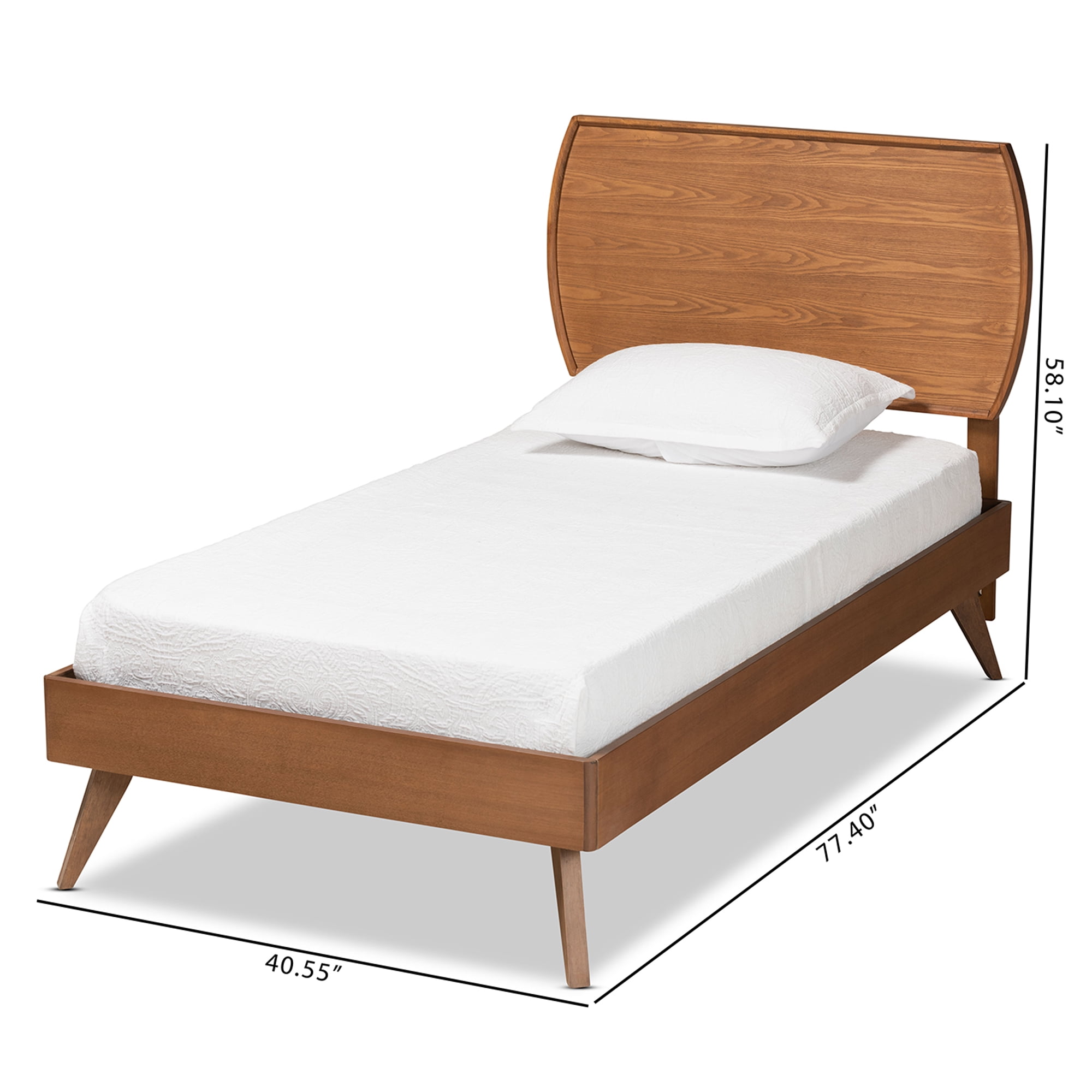 Baxton Studio Aimi Mid-Century Engineered Wood Platform Bed, Twin, Walnut Brown - Image 7