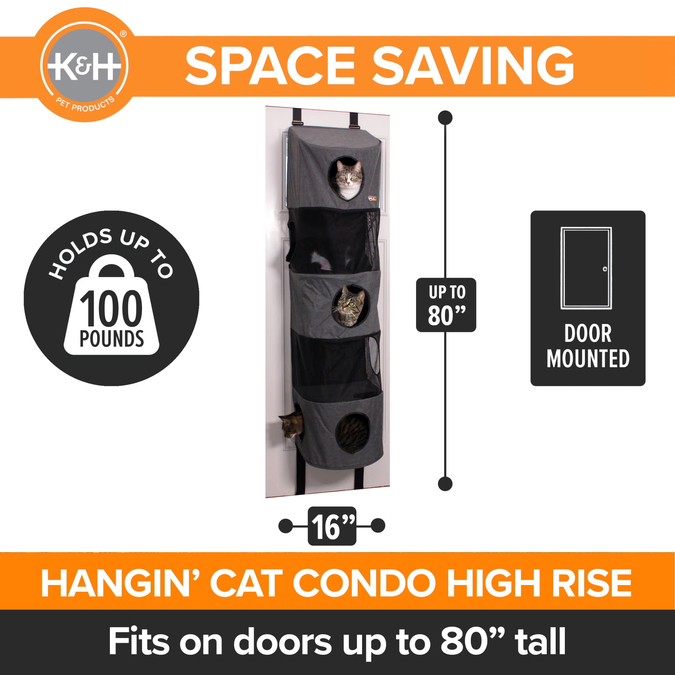 K&H Pet Products Hangin' Cat Condo Multi-Story Classy Gray 5 Story High Rise - Image 7