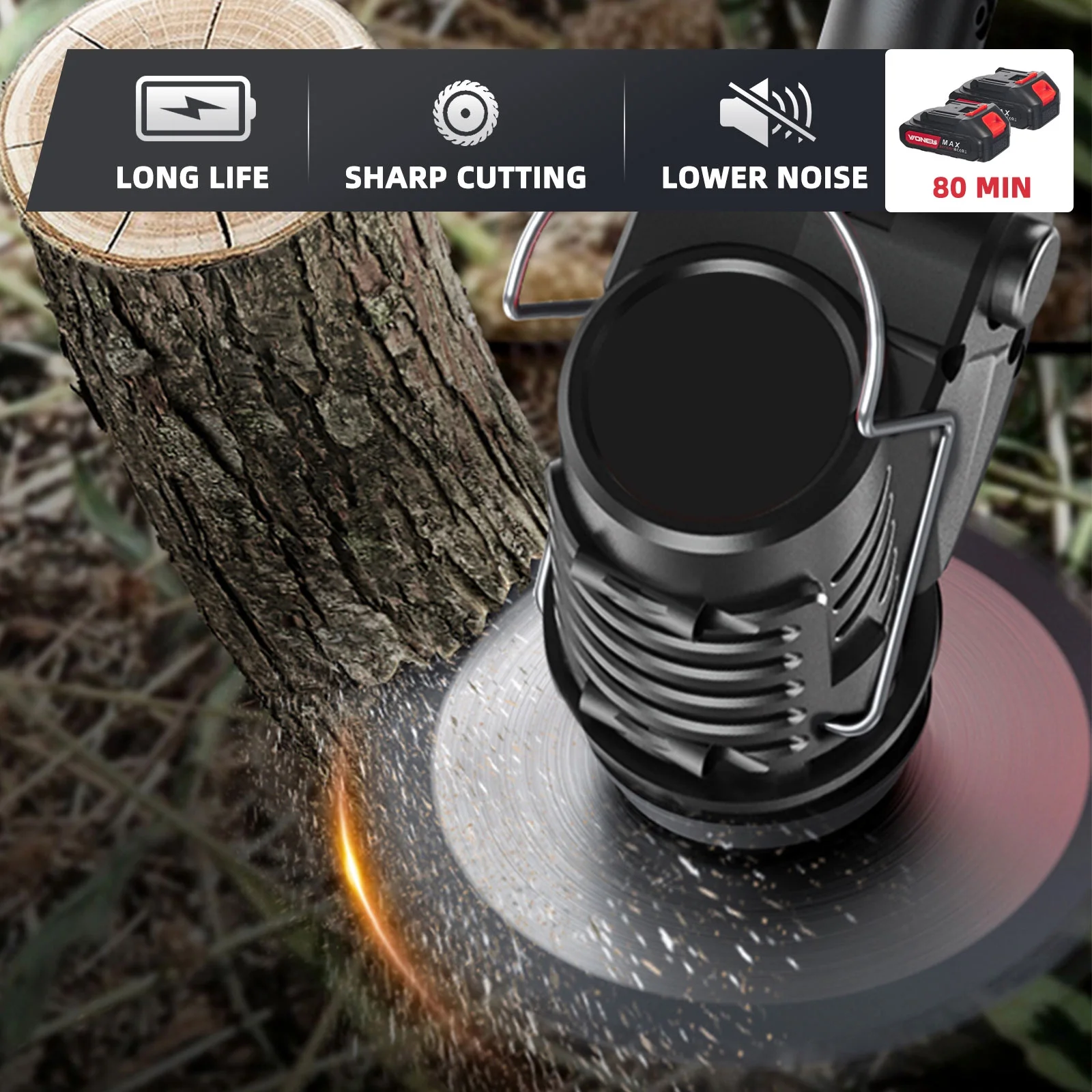 KingFurt Cordless String Trimmer, Electric Weed Eater, 3 in 1 Weed Wacker with Wheels Weed, 3 Function Blades Electric Brush Cutter - Image 5