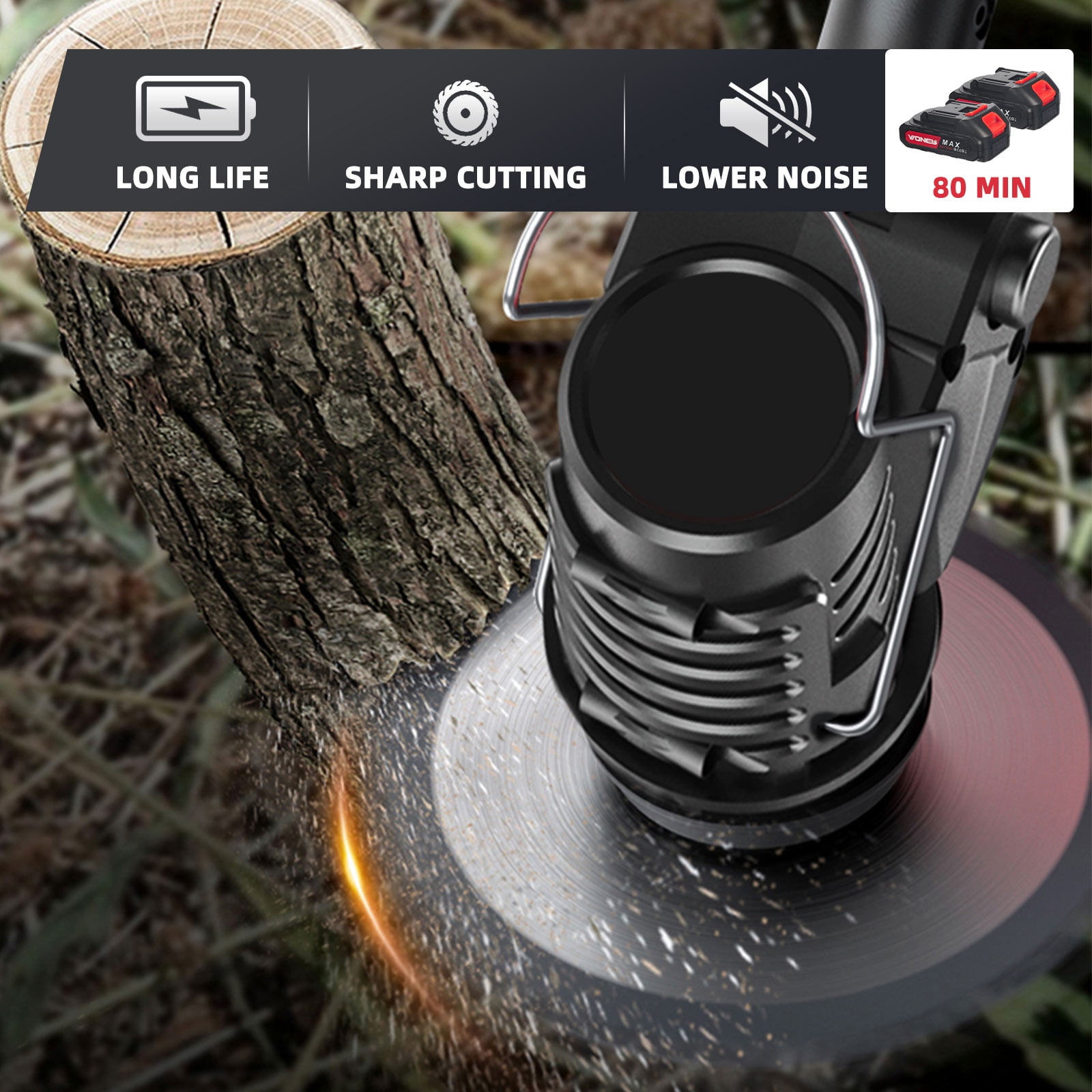 G · PEH Electric Weed Eater, Weed Wacker 3 in 1 Cordless Push Lawn Trimmer with Wheels Weed Eater Tool with Adjustable Handle 3 Function Blades Weed Eater Brush Cutter for Yard and Garden - Image 4