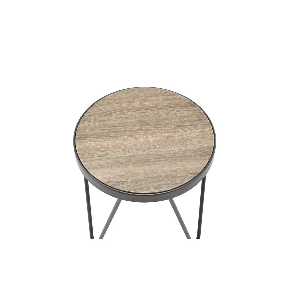 ACME Bage Round Wooden Top End Table in Weathered Gray Oak - Image 3