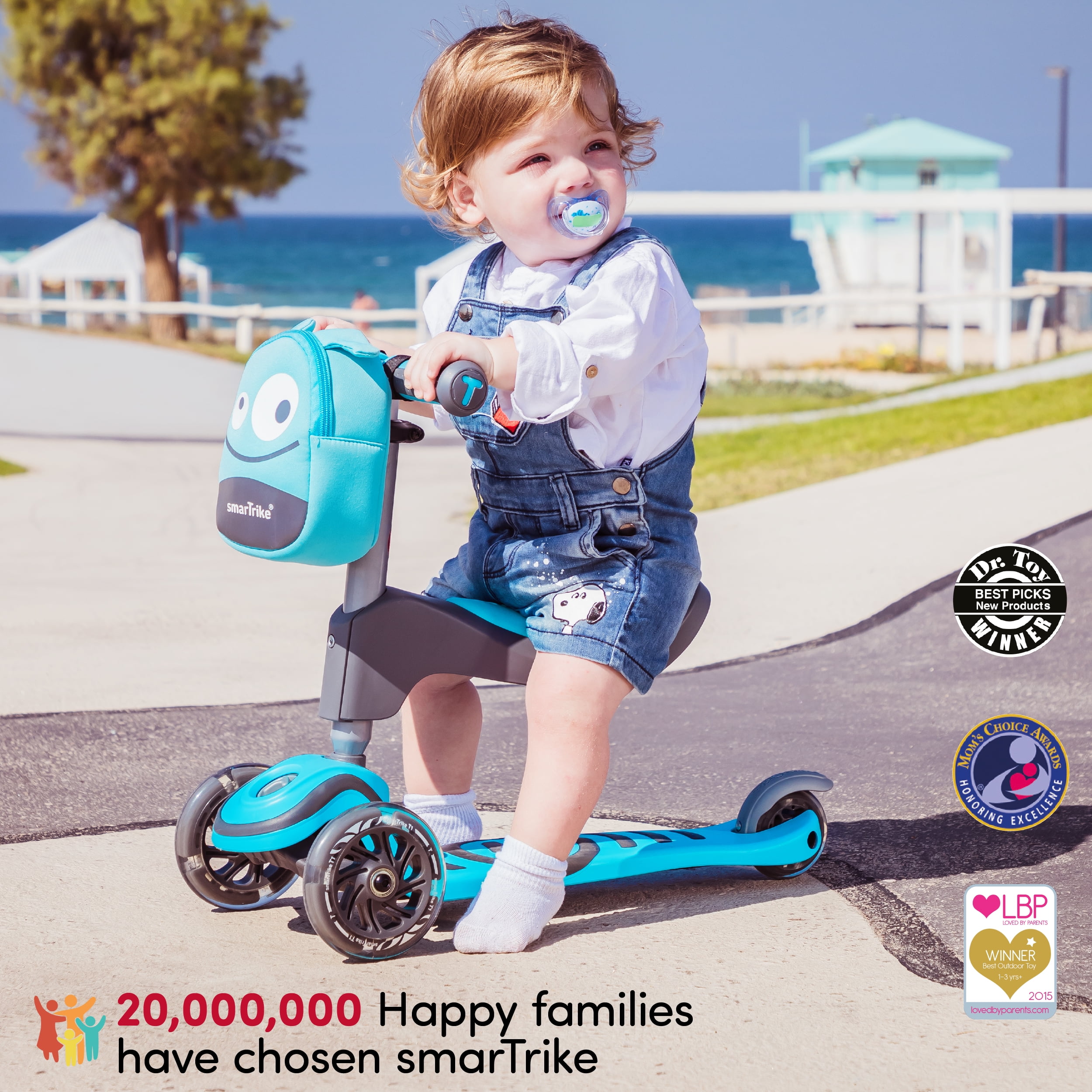 smarTrike T1 3-in-1 Toddler Kick Scooter with LED Lights, 15M+, Blue - Image 4