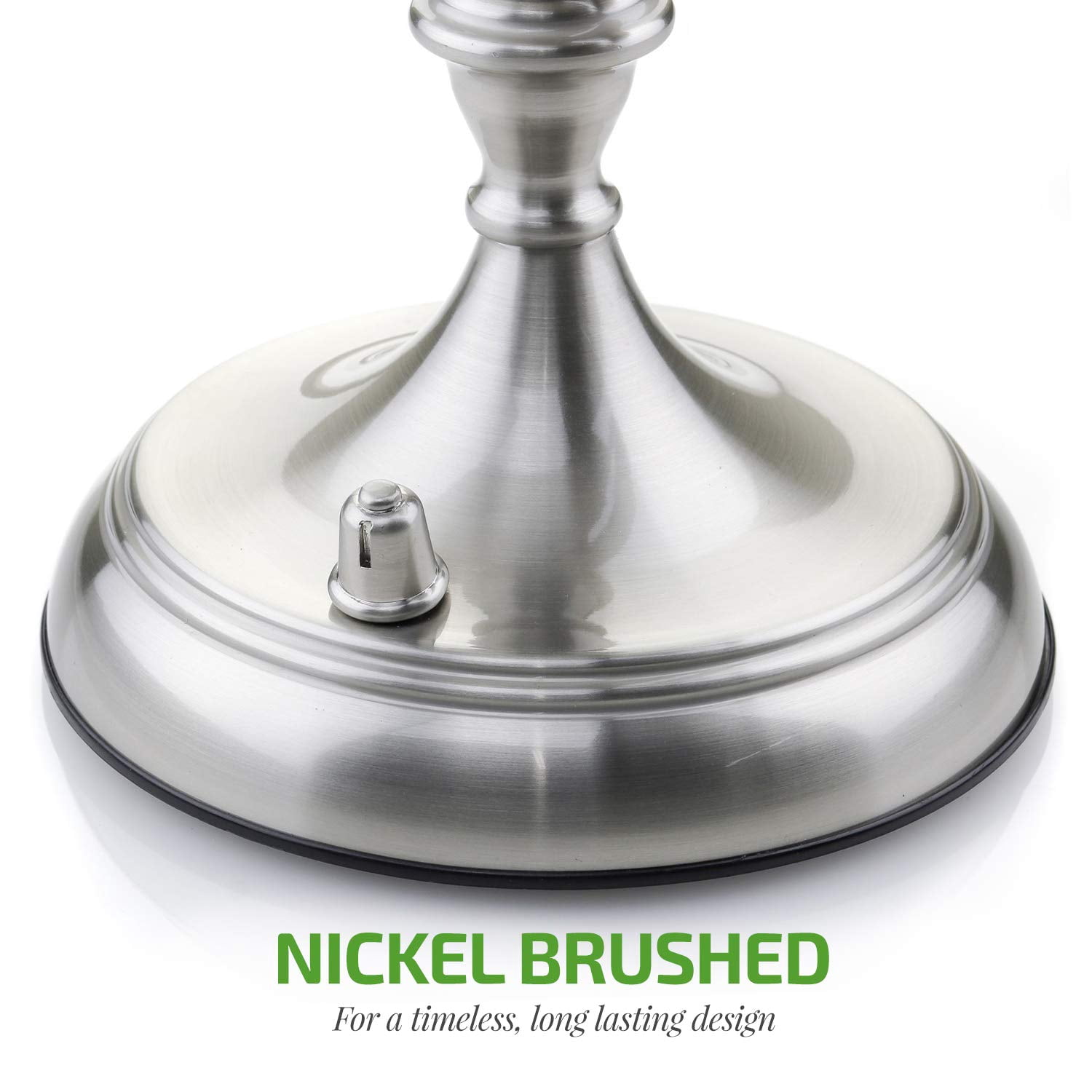 Ovente Lighted Makeup Mirror Tabletop 9.5 Inch 1X 5X Magnifier Dimmable 360 Degree Double Sided Spinning LED Acrylic Edge Battery USB Powered Vanity Skin Care Circle Large Nickel Brushed MGT95BR1X5X - Image 8