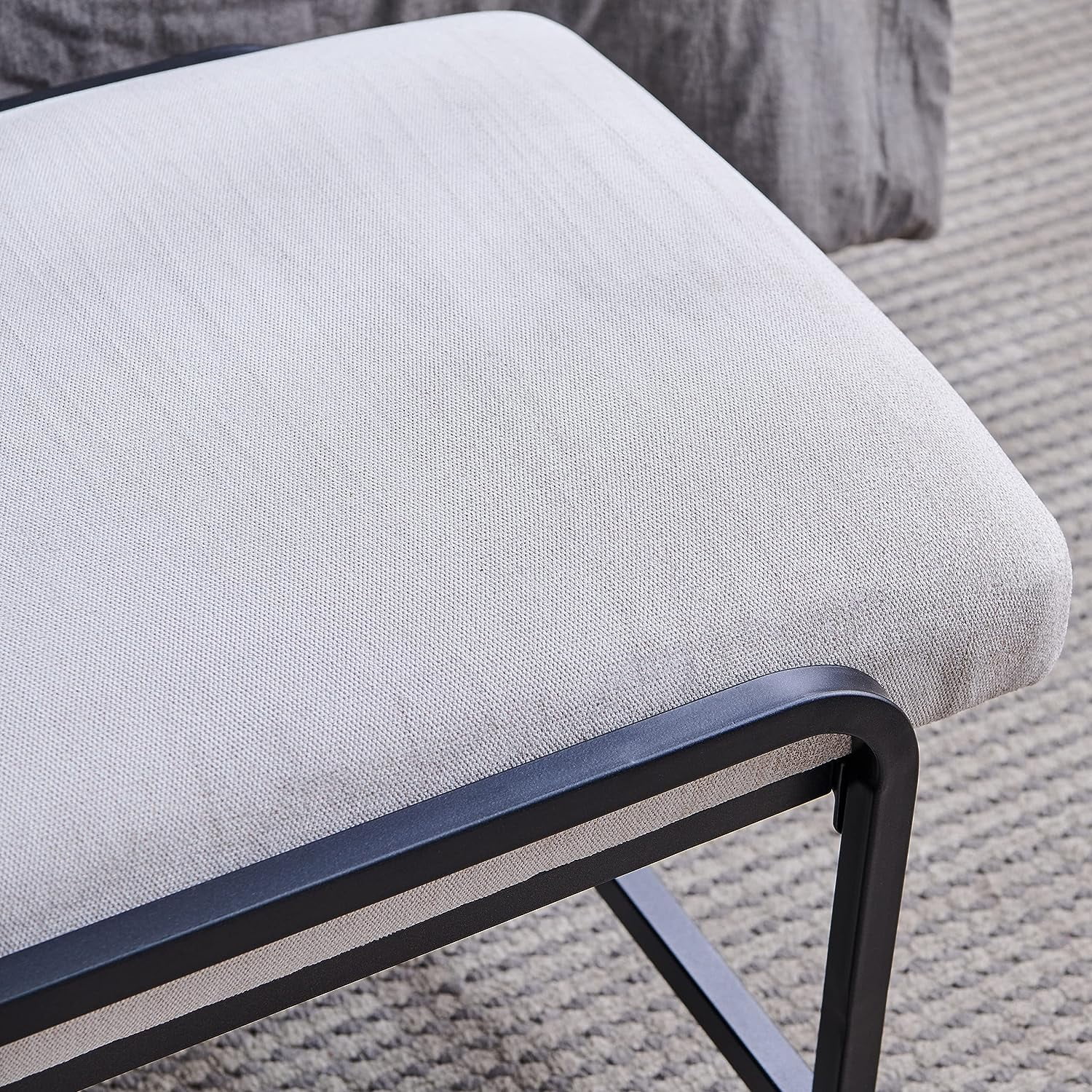 Nathaniel Home Upholstered Bedroom Benches, 60 inch Kids Ottoman Vegan Leather Footrest Stool, Accent Bench for Entryway Bedroom End of Bed, White - Image 7