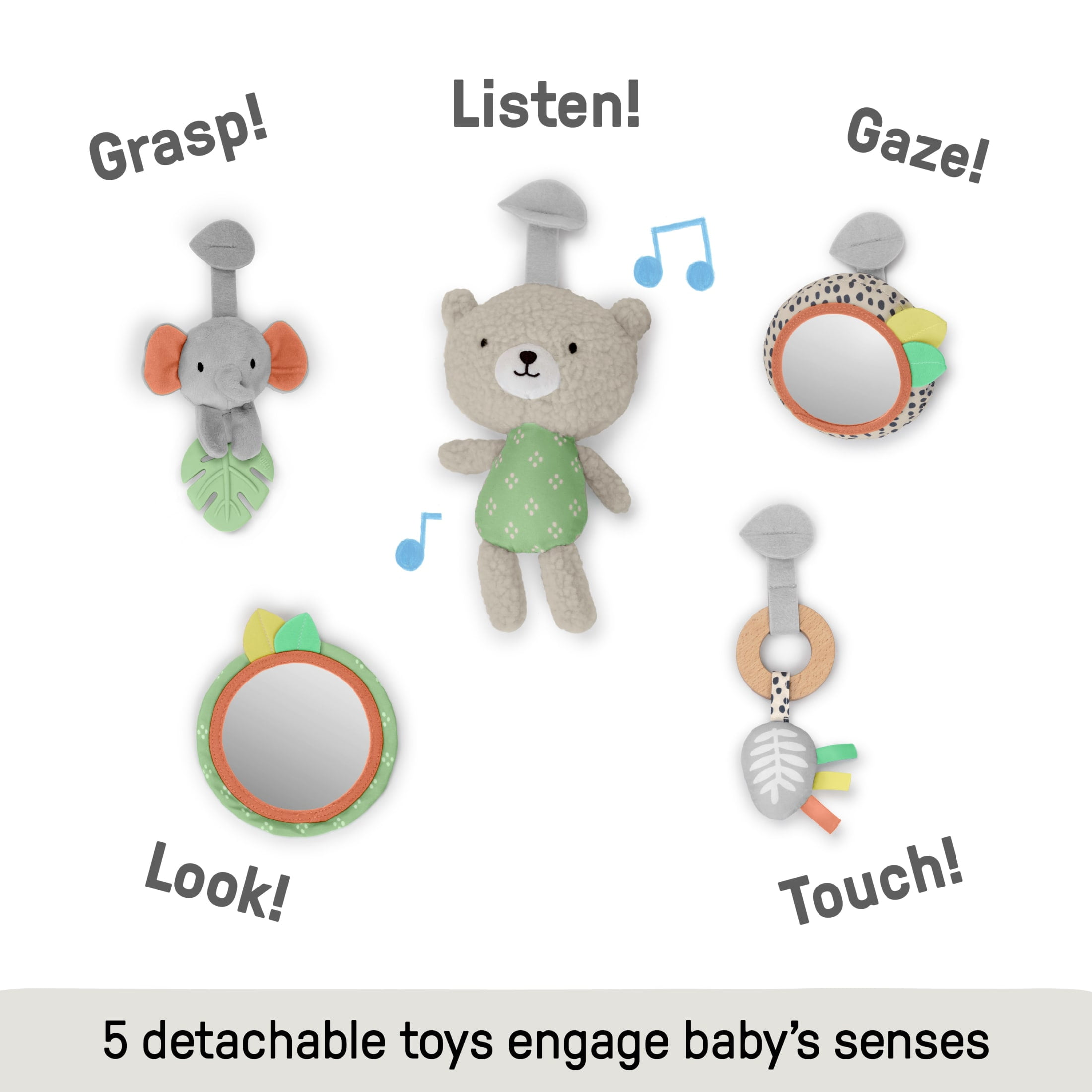 Ingenuity Every Season Plush Lambswool Baby Play Gym and Play Mat, 0+ Months - Natural - Image 12