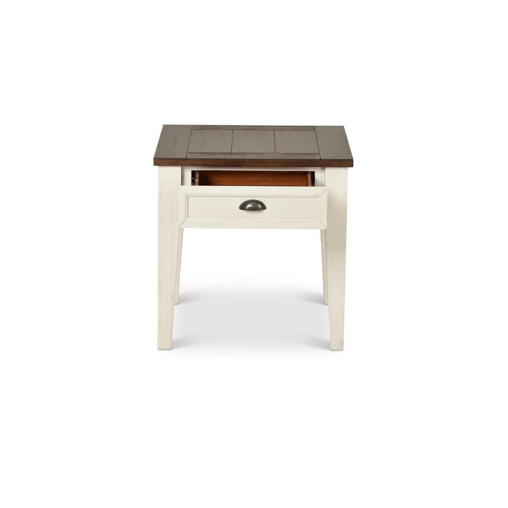 Cayla 1 Drawer End Table in Dark Oak and White - Image 6