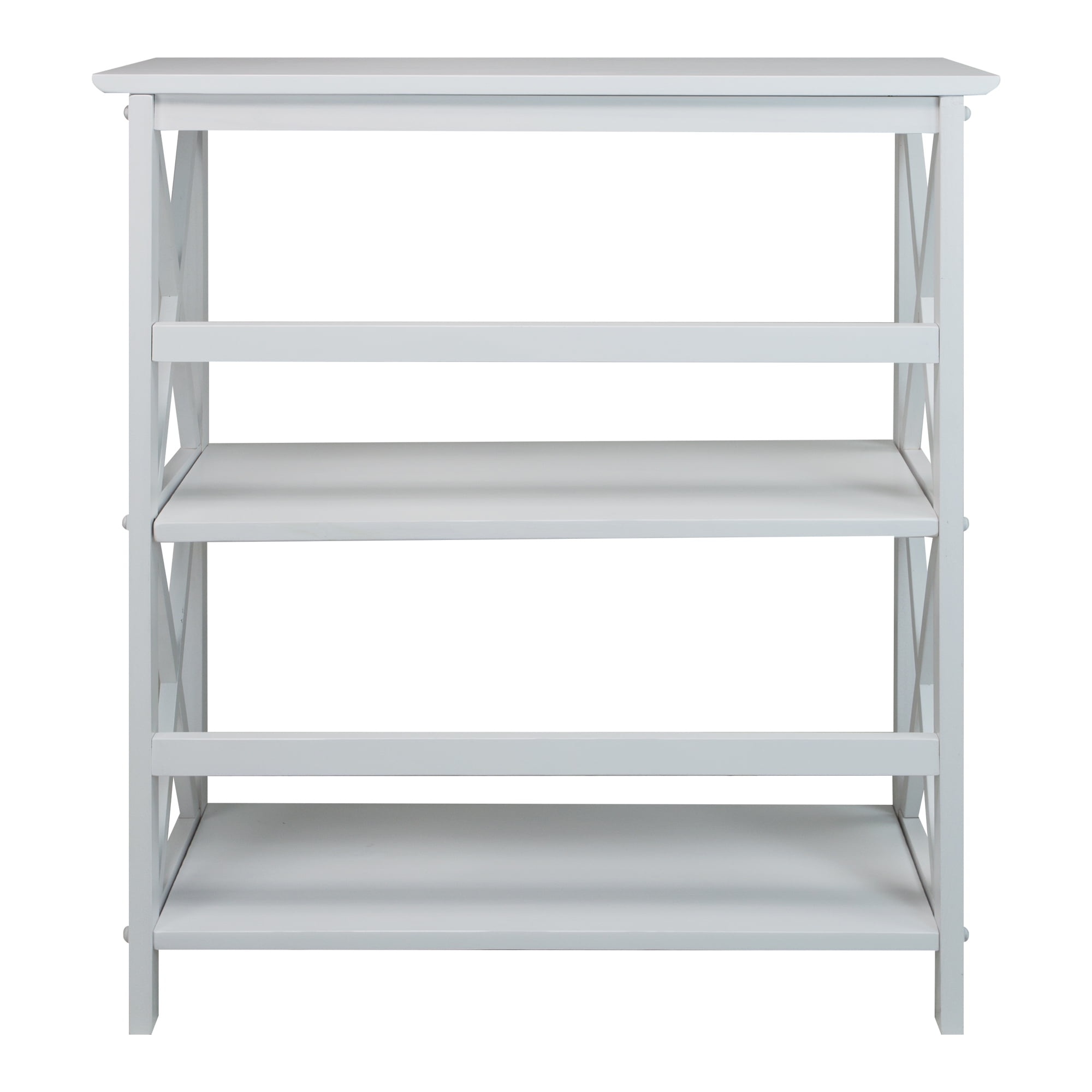Casual Home Montego Lightweight 3 Tier Open Shelf X Design Wooden Bookcase Office Furniture , Wood (White) - Image 3