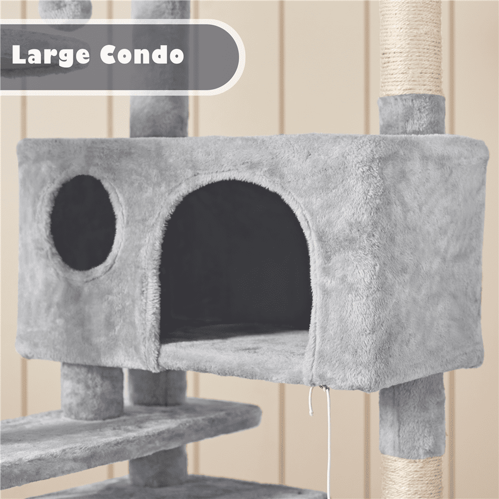 Renwick 54.5" Cat Tree Tower with Condos and Scratching Posts, Light Gray - Image 11