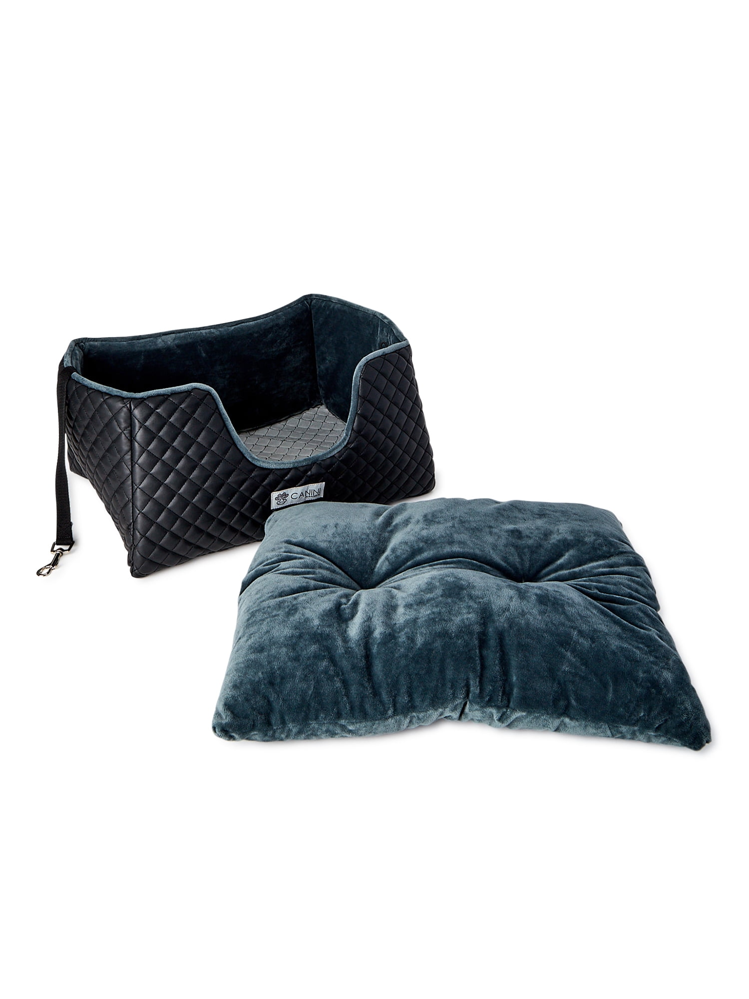 CANINI By Baguette Quilted Vegan Leather Dog Car Seat Bed for Small Breeds, Black - Image 6