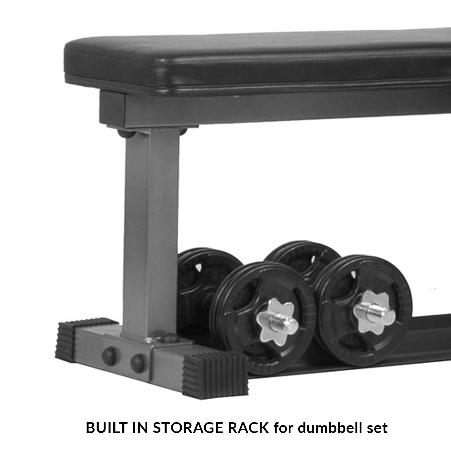 Body Power BUB850 Multi-purpose Utility Flat Weight Bench with Lower Dumbbell Storage Rack Base Design - Image 2