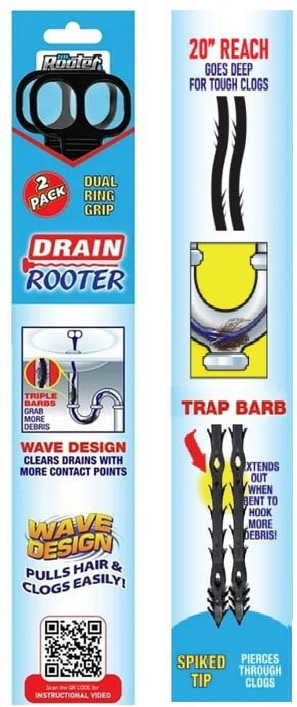 (12 pack) Dr. Rooter 20" Drain Snake with 46 Trap Spikes, Non-Toxic & Reusable, 2 Pack - Image 2