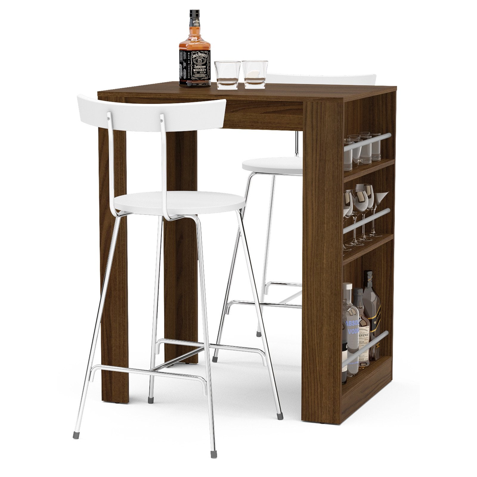 Boahaus Cambridge Modern Bar Table, Brown Finish, Wine Storage - Image 5