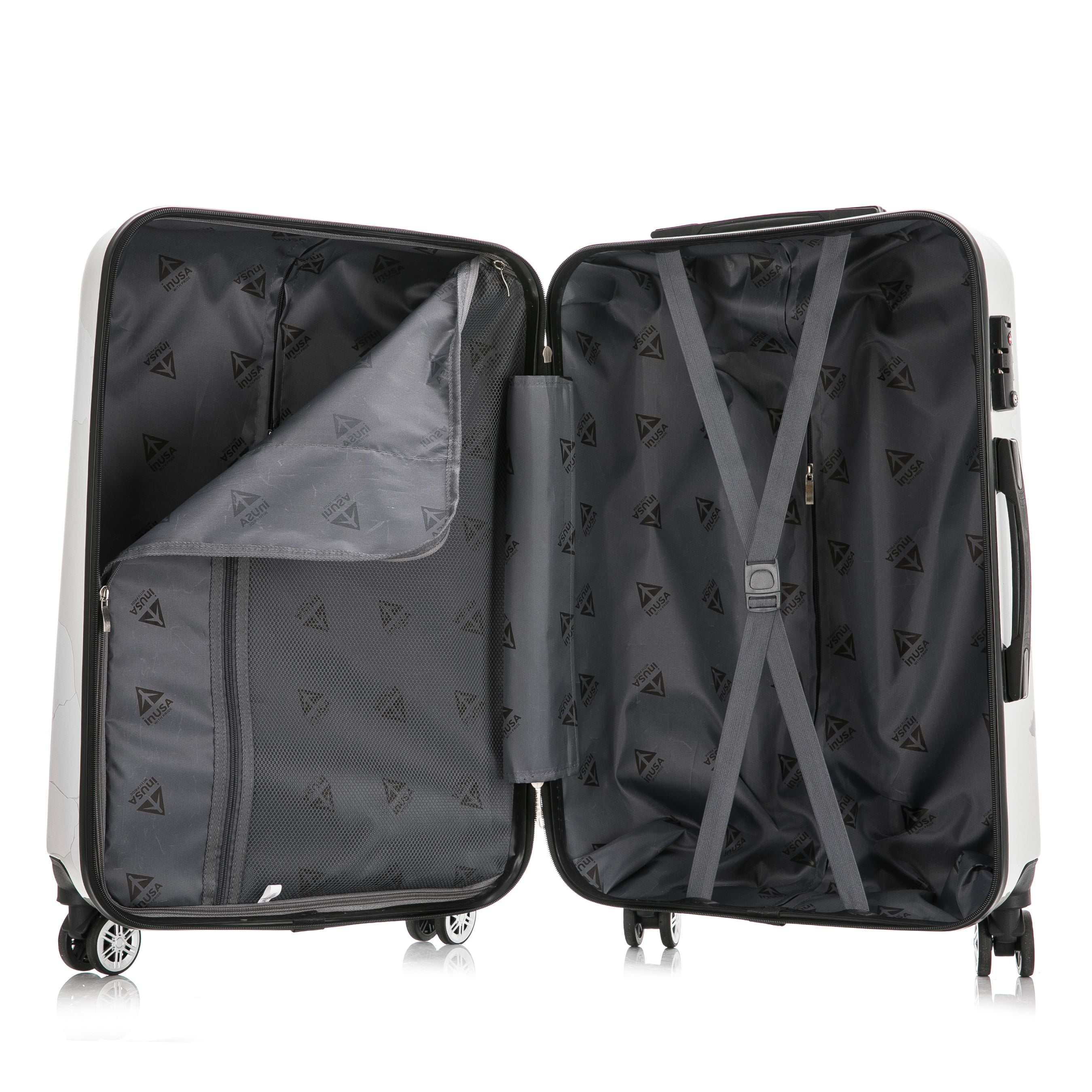 InUSA Print 24" Hardside Checked Luggage with Spinner Wheels, Handle and Trolley, World - Image 10