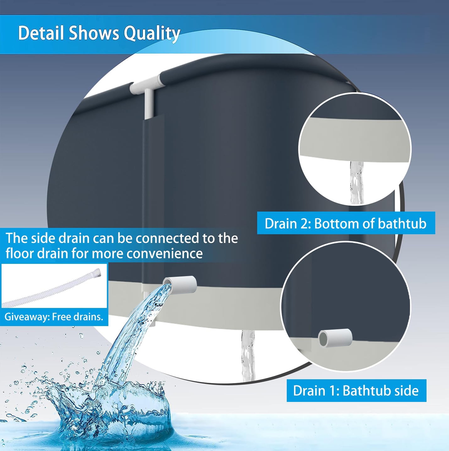 CAPRI MARATEA TR0072_IN, Blue+Beige Portable Ice/Hot Bathtub with Thermal Foam - Image 8