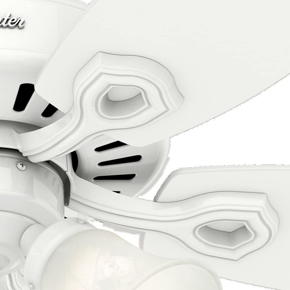 Hunter - Builder Indoor Ceiling Fan With Light, 42-inch, Snow White, Traditional-style, 3-speed WhisperWind Motor, 52105, for living rooms, bedrooms, home offices, kitchens - Image 4