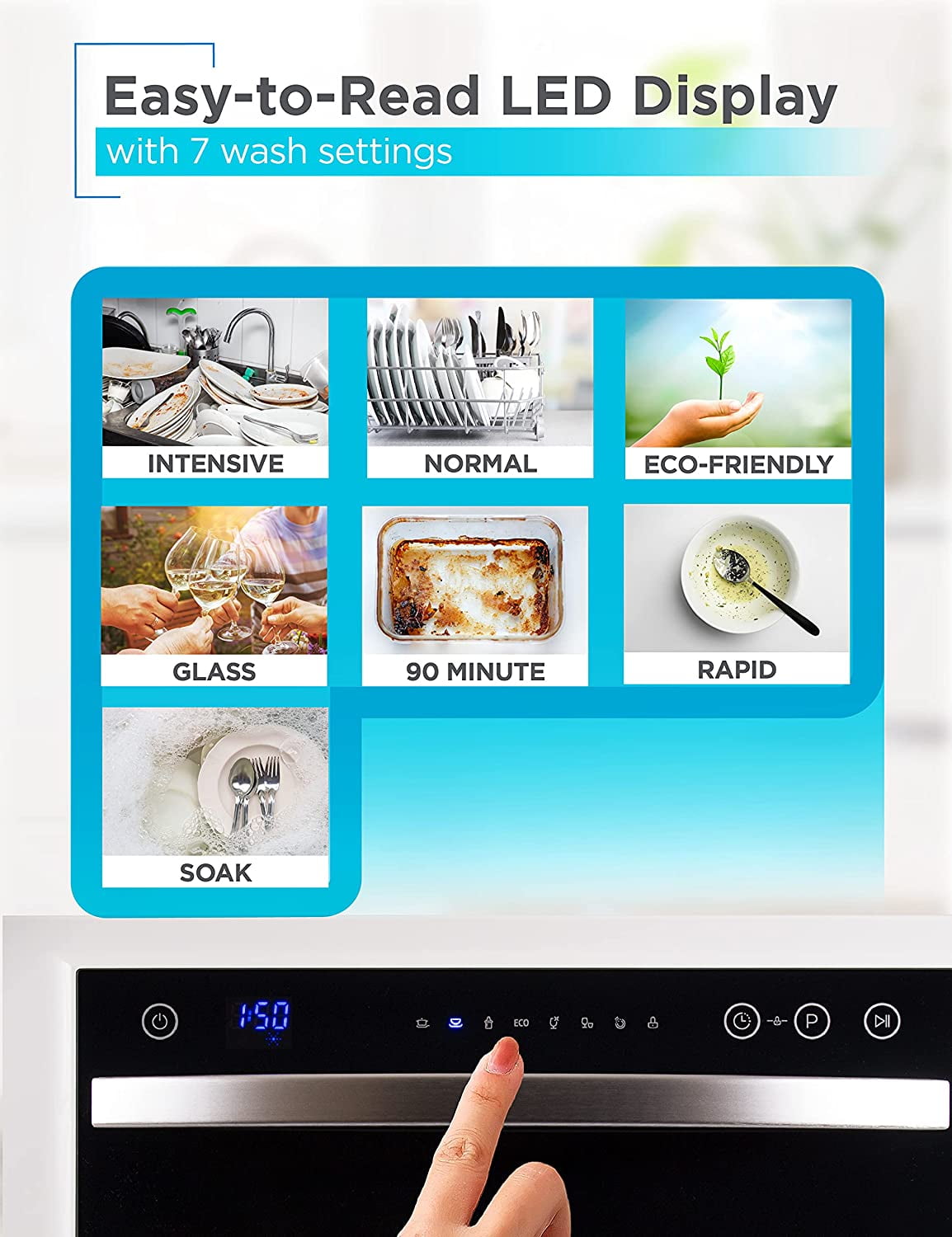 BLACK+DECKER BCD6W Compact Countertop Dishwasher, 6 Place Settings, White - Image 6