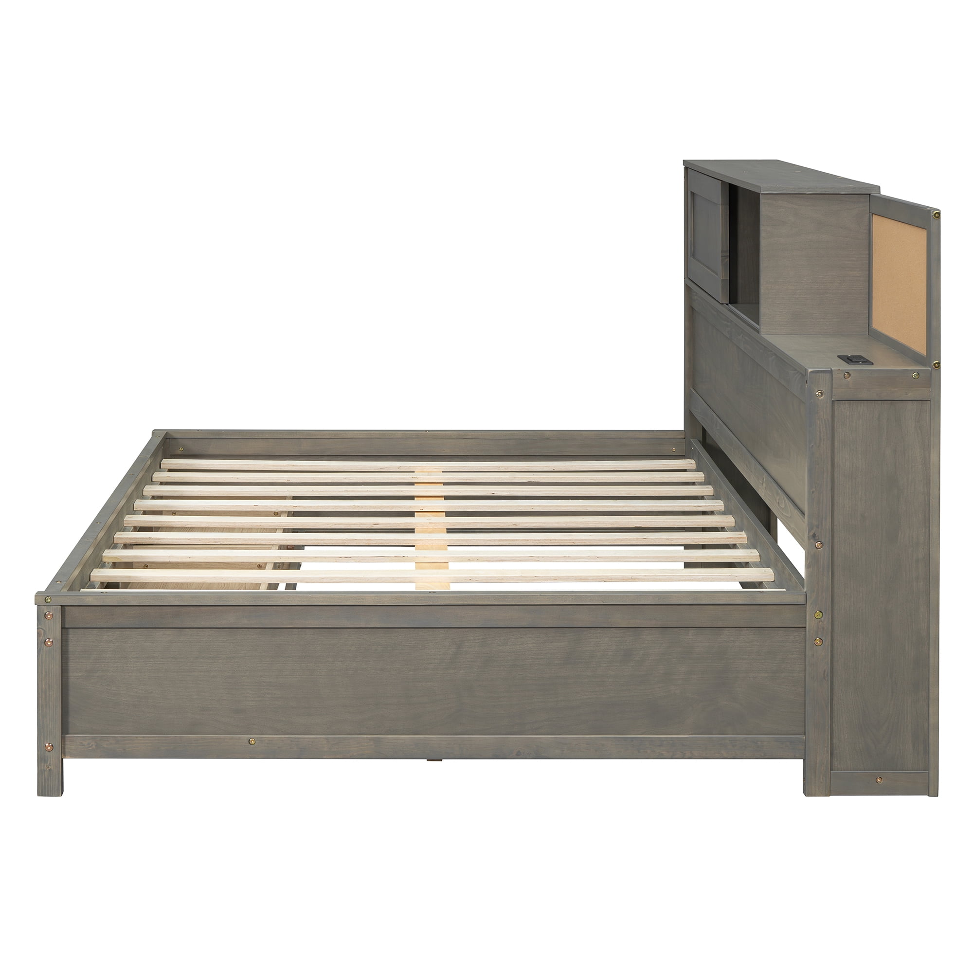 Euroco Twin Size Daybed with Shelf, Drawers and Charging Station for Bedroom, Gray - Image 10