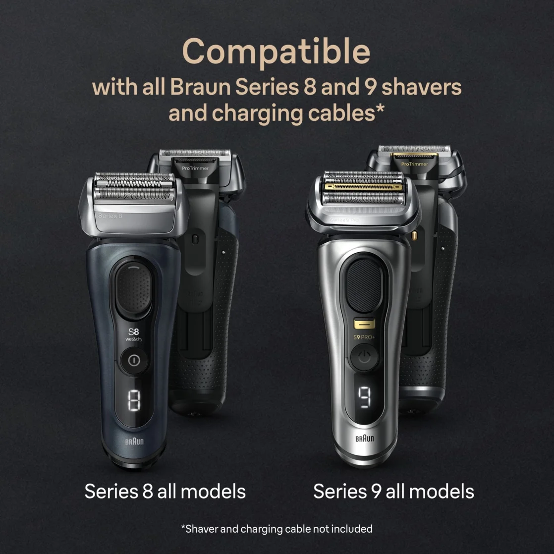 Braun Series 9 PRO+ Men's Face Electric Razor with Shaver Care Cartridge, Silver, 9599cc - Image 9