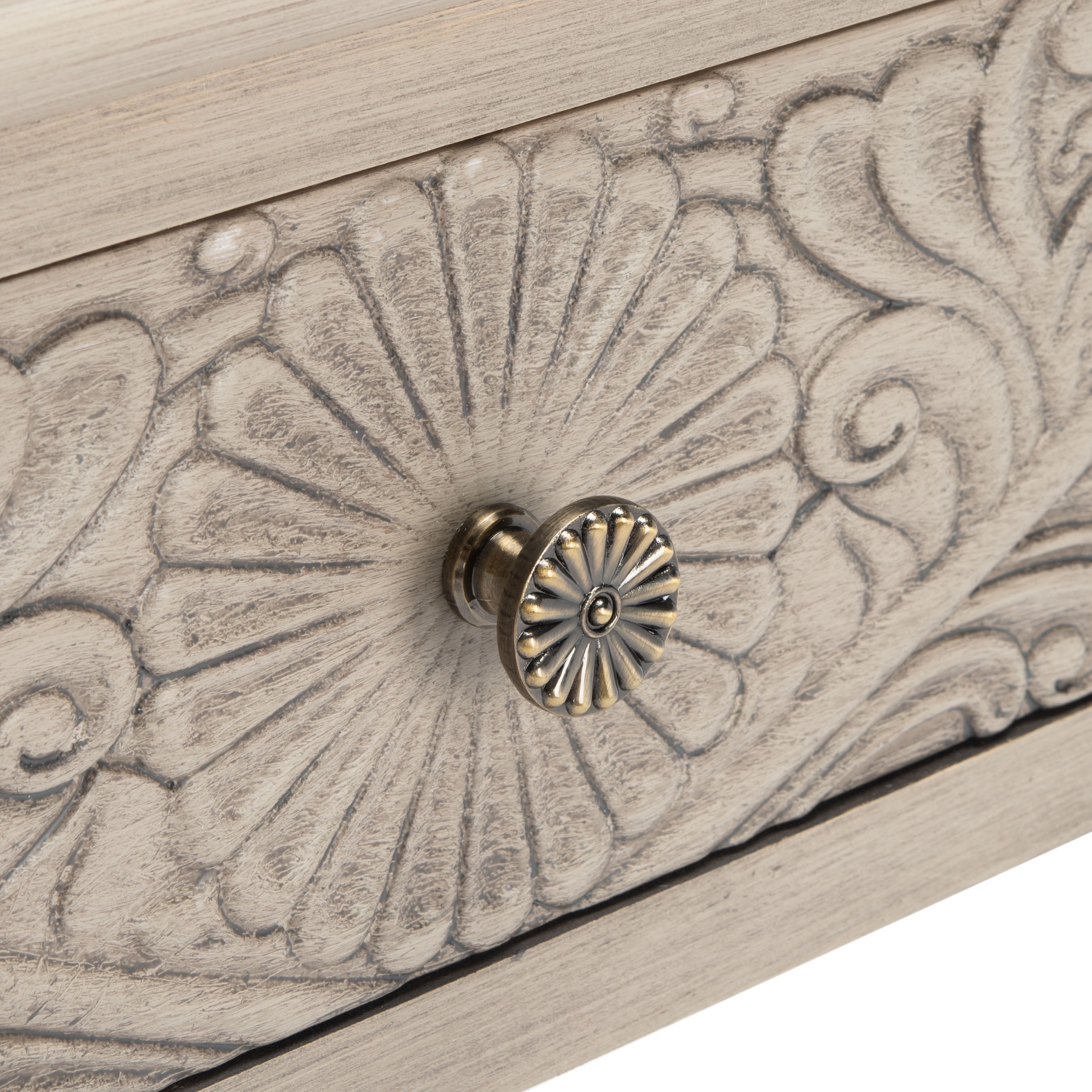 SAFAVIEH Josie French 2-Drawer Taupe Wood Rectangle Console Table (35.5 in. W x 13 in. D x 29.5 in. H) - Image 8