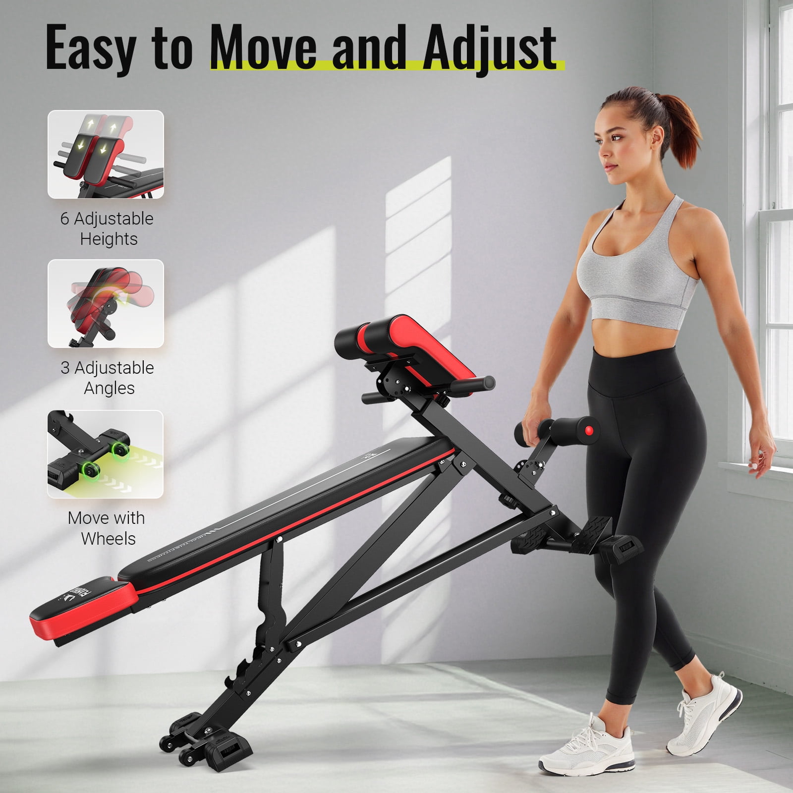 FLYBIRD 4-in-1 Workout Bench: Roman Chair, Weight Bench, Sit-Up Bench, Glute & Core Trainer, Home Gym - Image 3