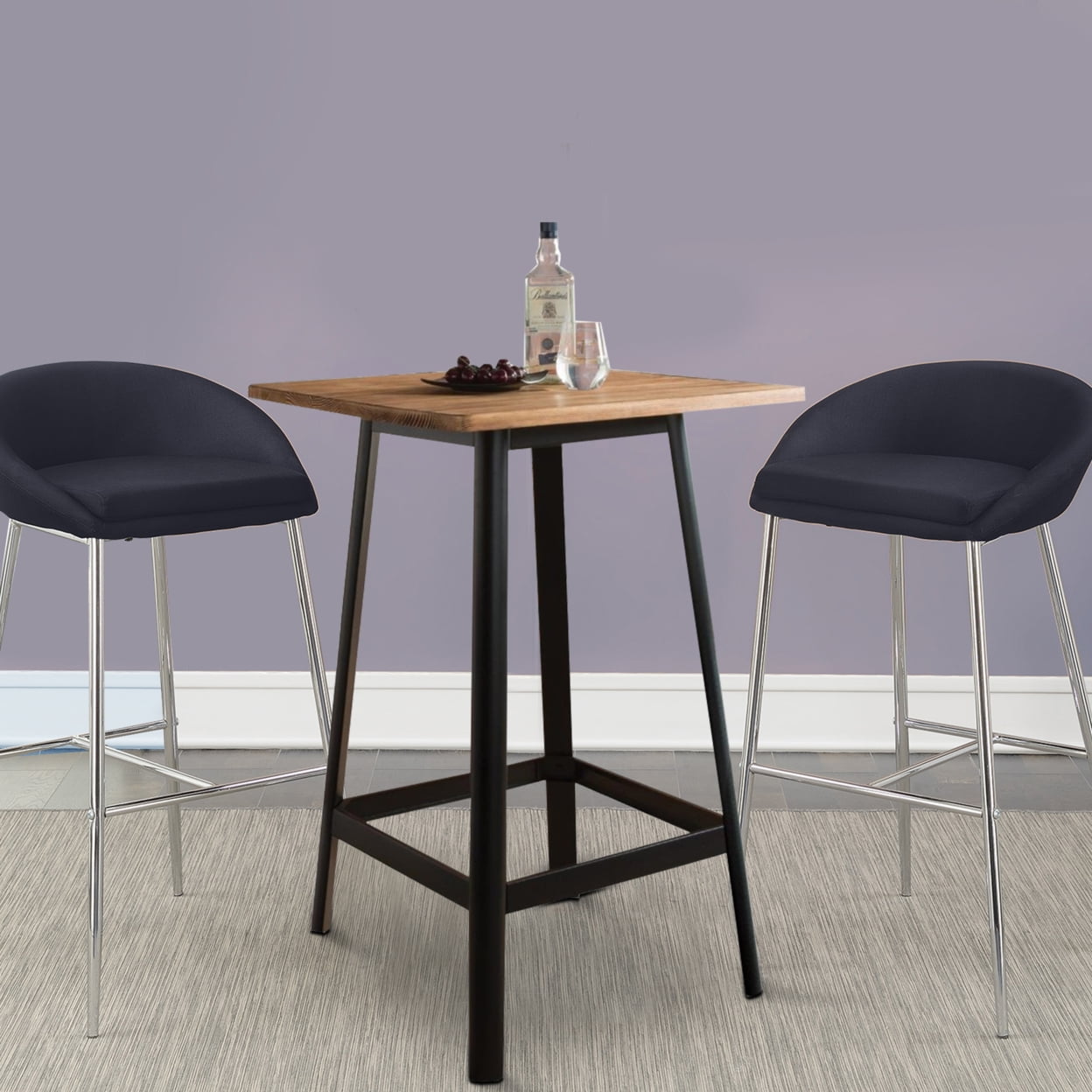 Acme Jacotte Square Bar Table in Natural and Black Indoor - Image 3