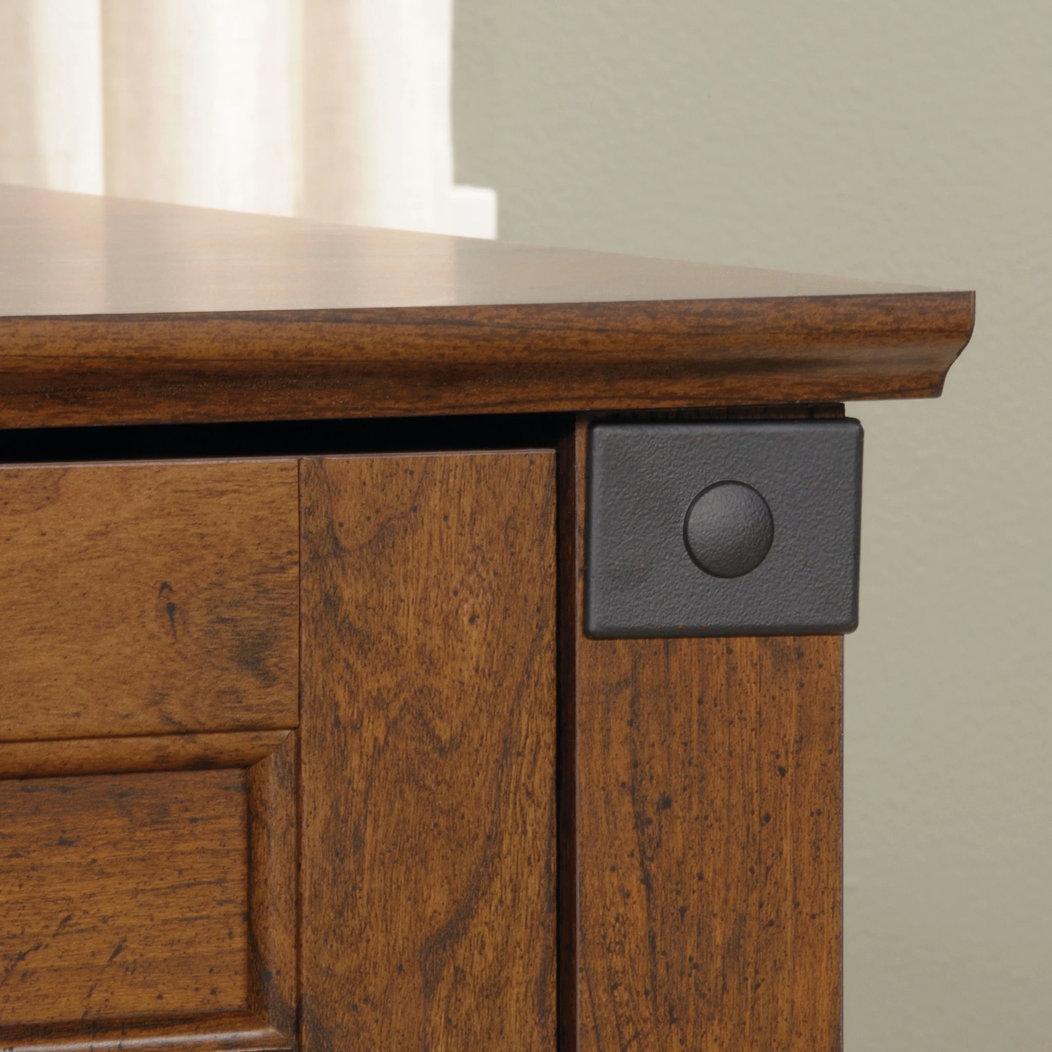 Sauder Carson Forge Corner Computer Desk, Washington Cherry Finish - Image 2