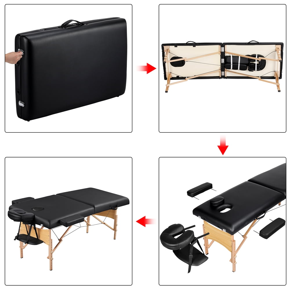 Alden Design 2-Fold Portable Massage Table with Carry Case Bag for Spa Treatments, Black - Image 13
