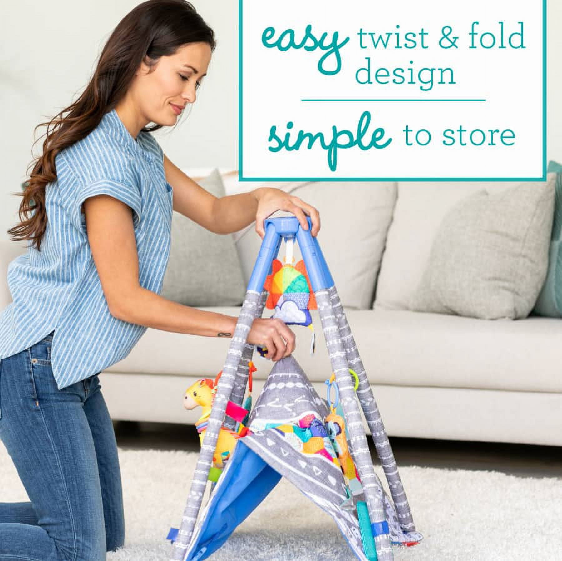 Infantino 4-in-1 Twist & Fold Musical Mobile Activity Gym, 6-12 Months, Blue Boho - Image 9