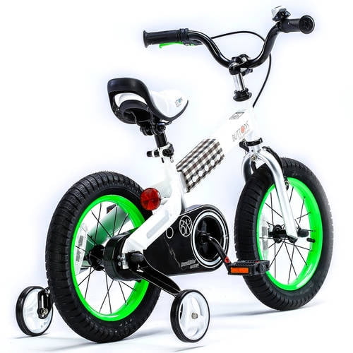 RoyalBaby Buttons 12-inch Kids Bicycle White and Green Color With Training Wheels - Image 8