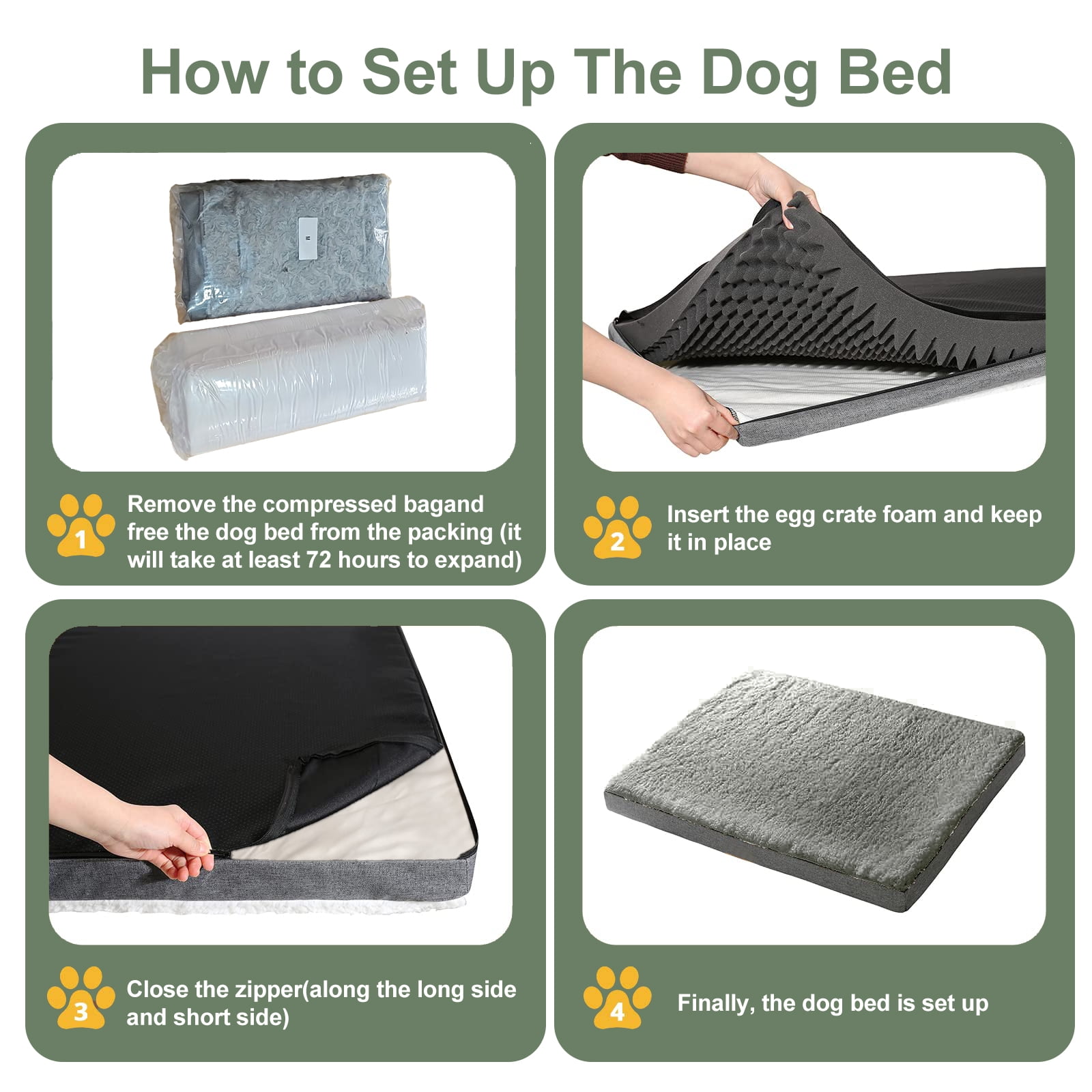 PayUSD Dog Bed for Extra Large Dogs, Big Orthopedic Dog Beds with Removable Washable Cover & Waterproof Lined, Egg Crate Foam Pet Bed Mats Suitable for Dogs Up to 100 lbs ( Dark Gery, 44"X32"X3") - Image 3