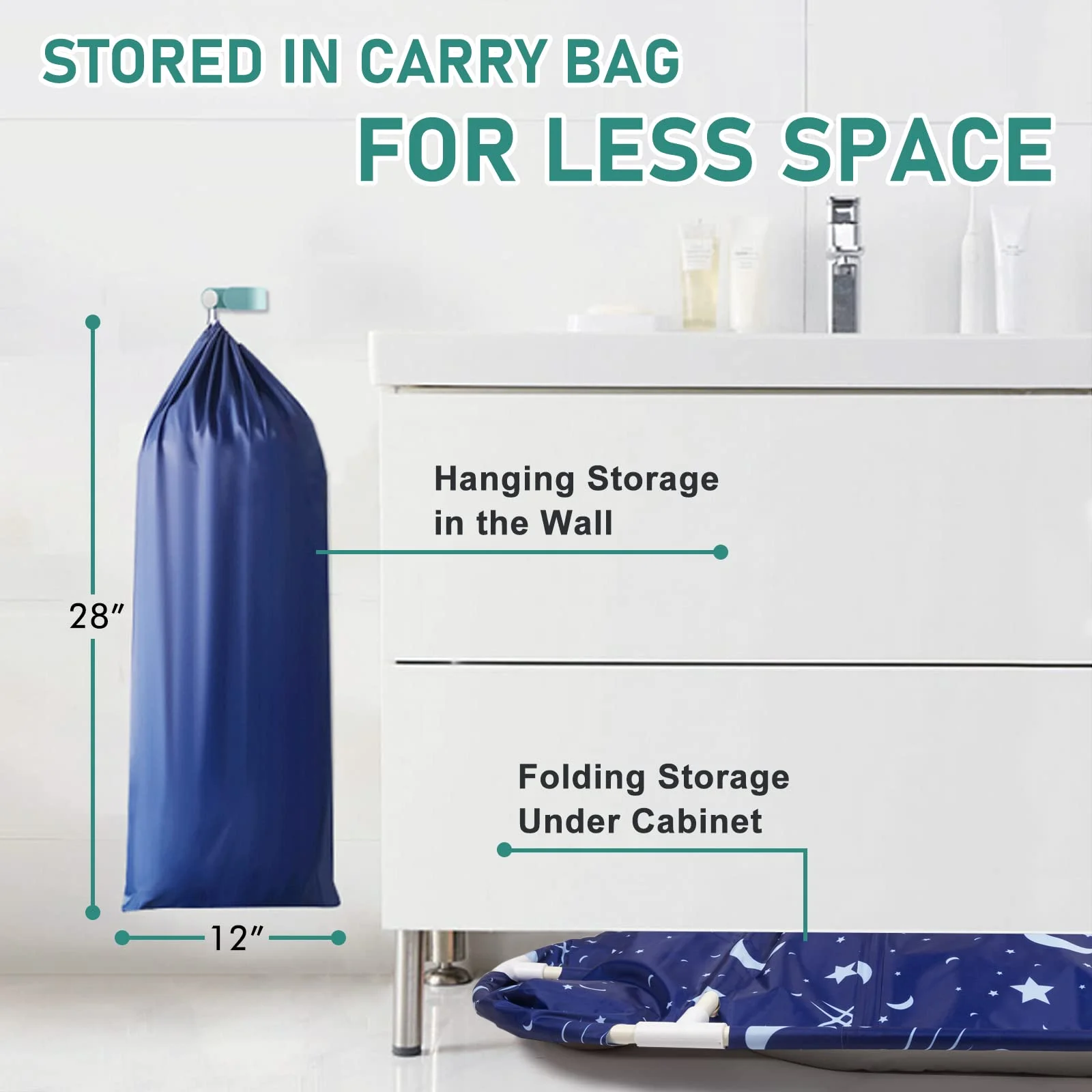 BEJOLO Folding Bathtub for Adult, 47in Large Protable Family APS Tub Foldable Soaking Bathing Shower Tub Kit, Starry Blue - Image 6