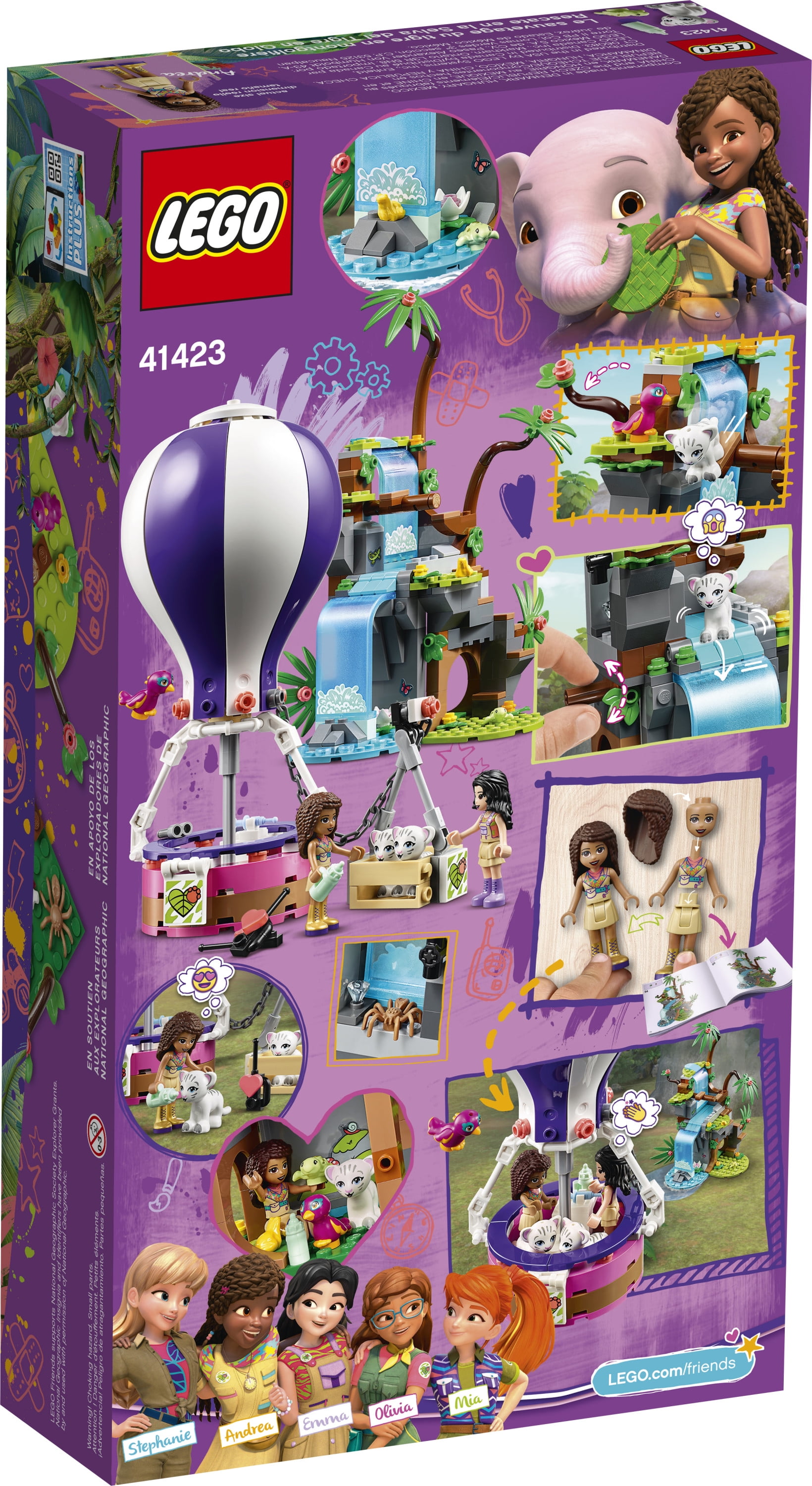 LEGO Friends Tiger Hot Air Balloon Jungle Rescue 41423 Animal Rescue Playset Comes with 2 Toy Tigers (302 Pieces) - Image 6