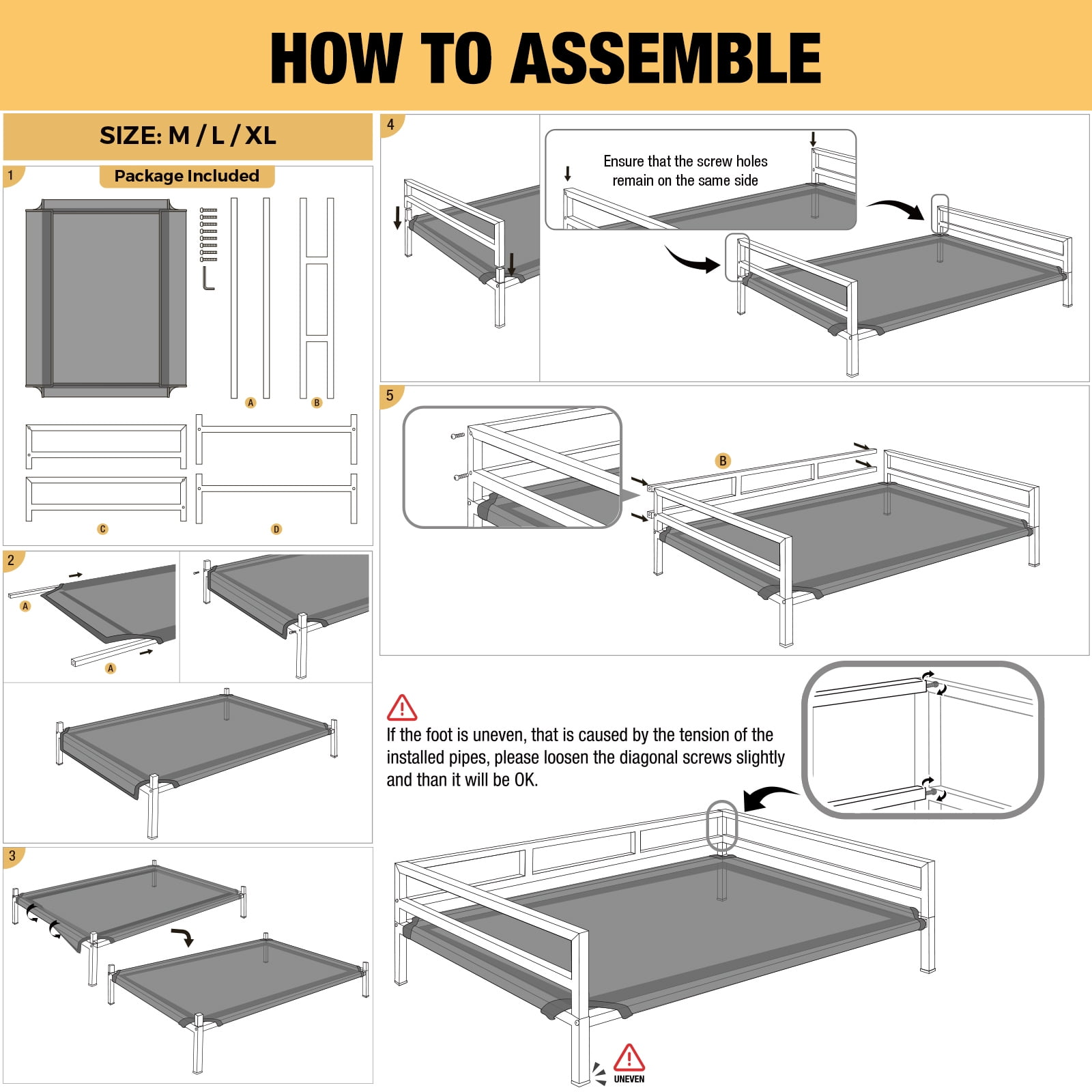 Veehoo Metal Elevated Dog Bed, Cooling Raised Pet Cot Washable Mesh Indoor, X Large, Black Silver - Image 5