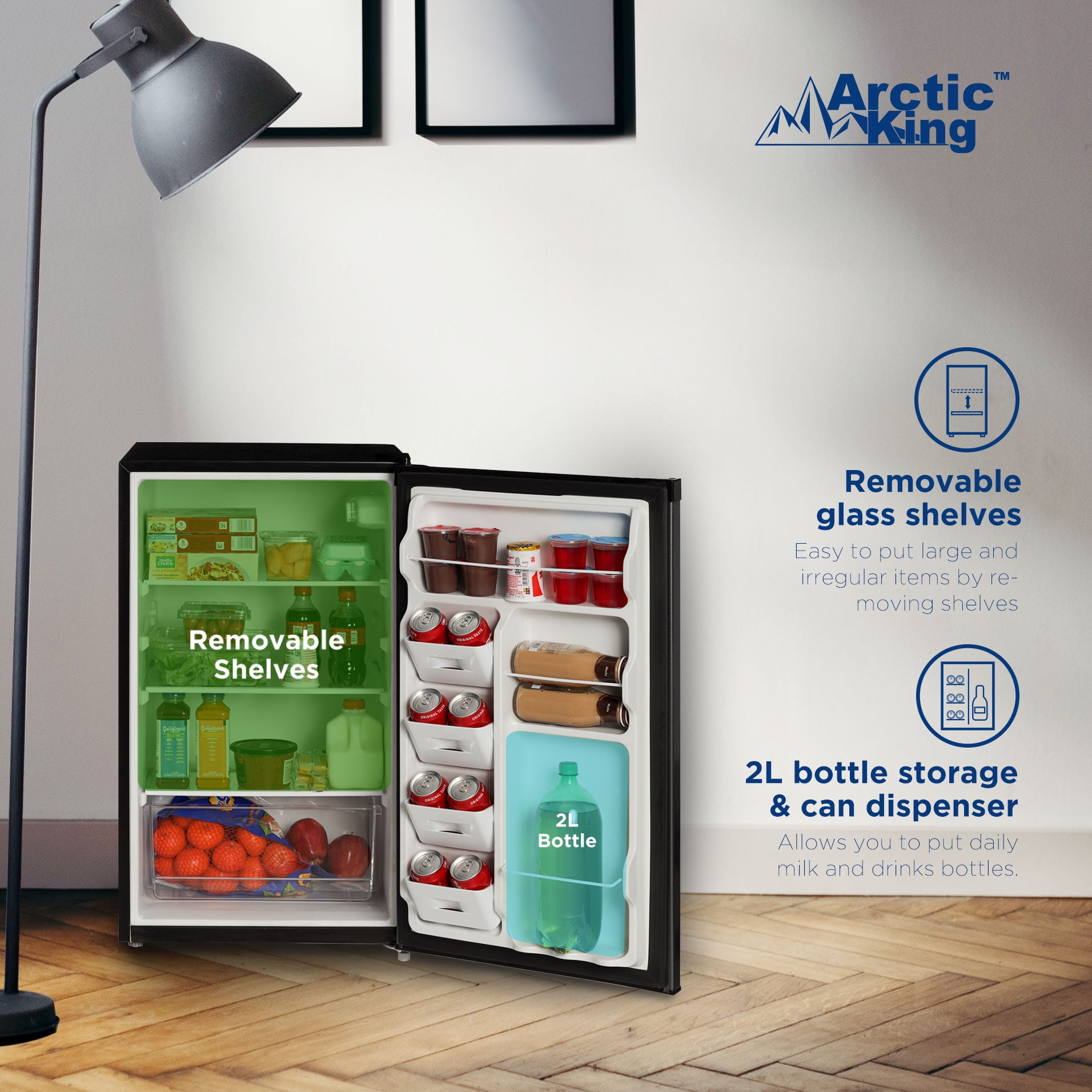 Arctic King 4.4 Cu ft One-Door No Freezer Mini Fridge, Black Stainless Steel Look E-Star, ARM44A5ASL - Image 2