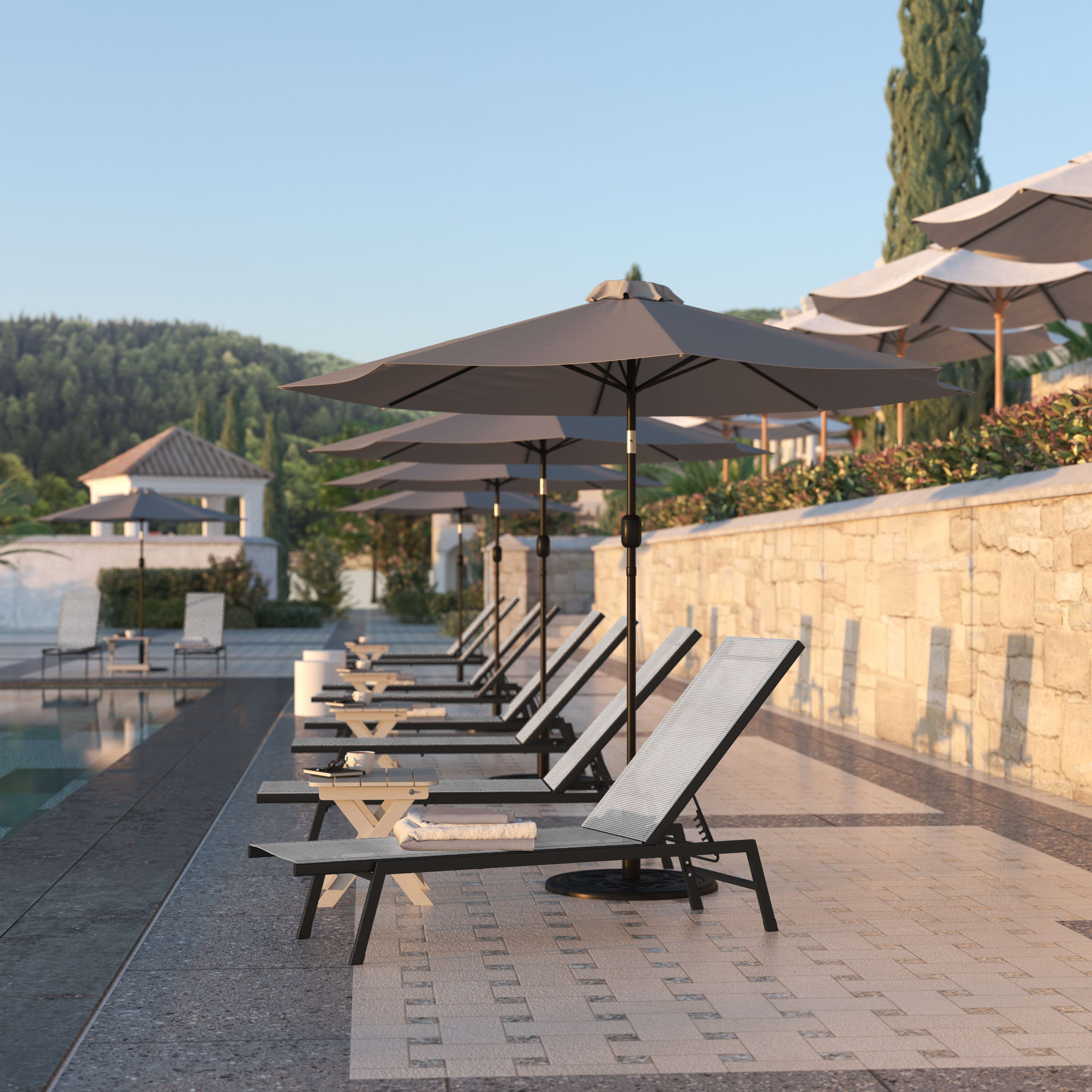 Flash Furniture Brazos Adjustable Chaise Lounge Chair, Outdoor Five-Position Recliner, All Weather, Black/Gray - Image 9