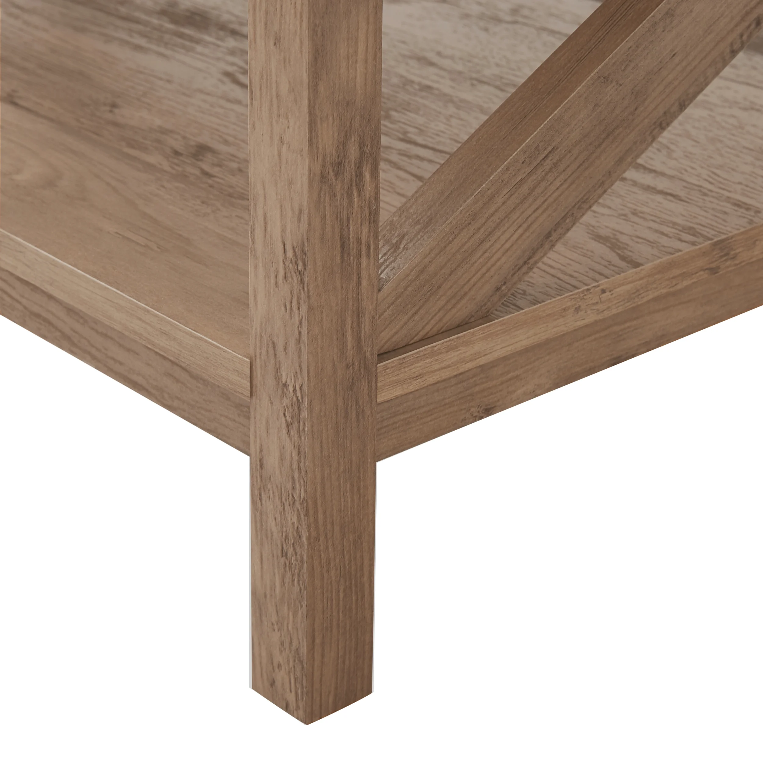 Mainstays Farmhouse Rectangle Coffee Table, Rustic Weathered Oak - Image 2