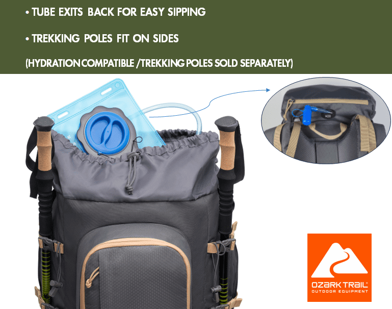 Ozark Trail 60L Hiking Backpack with Durable Fabric and Multiple Pock,Age group:Adult - Image 20