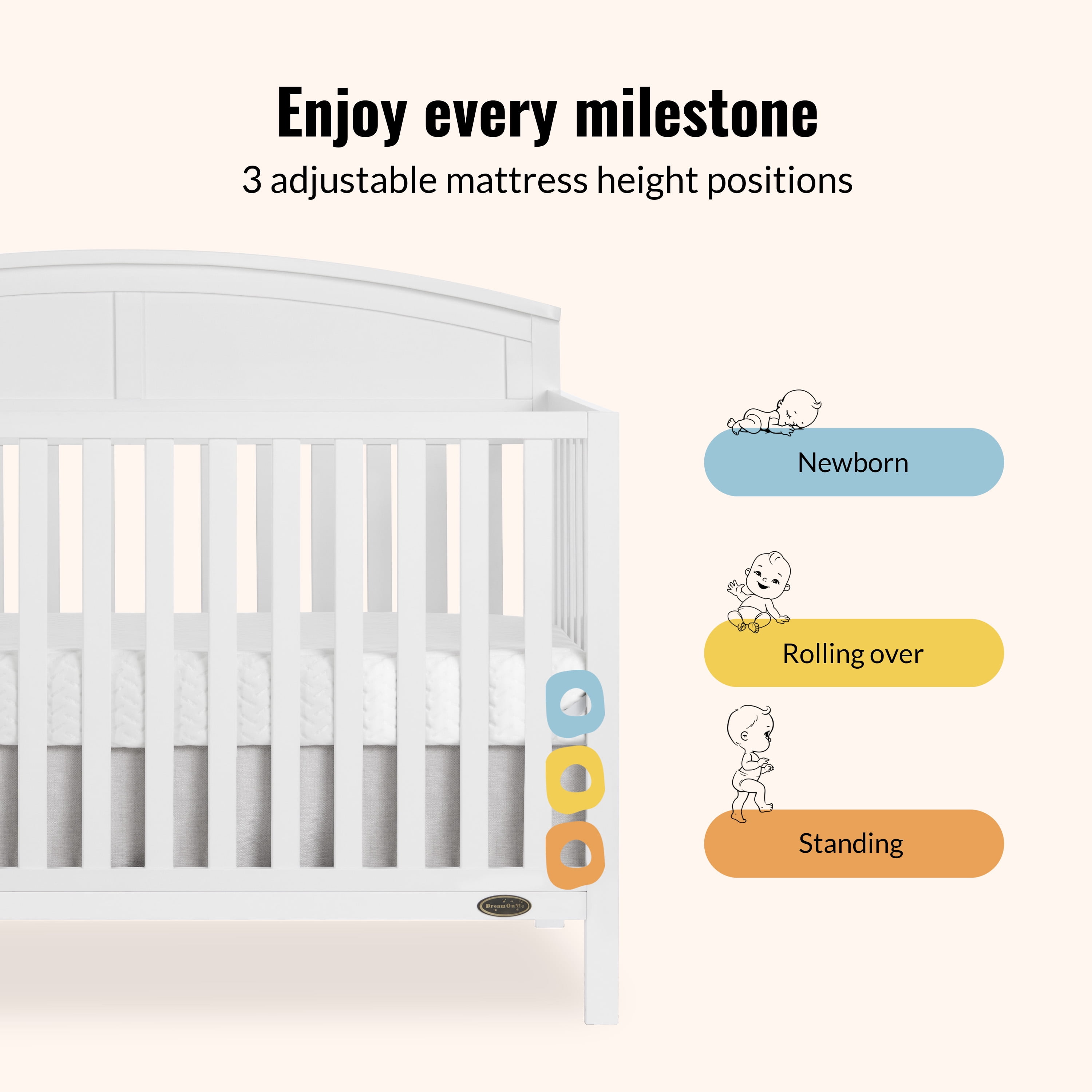 Dream On Me Storybrooke 5 in 1 Convertible Crib, White - Image 4