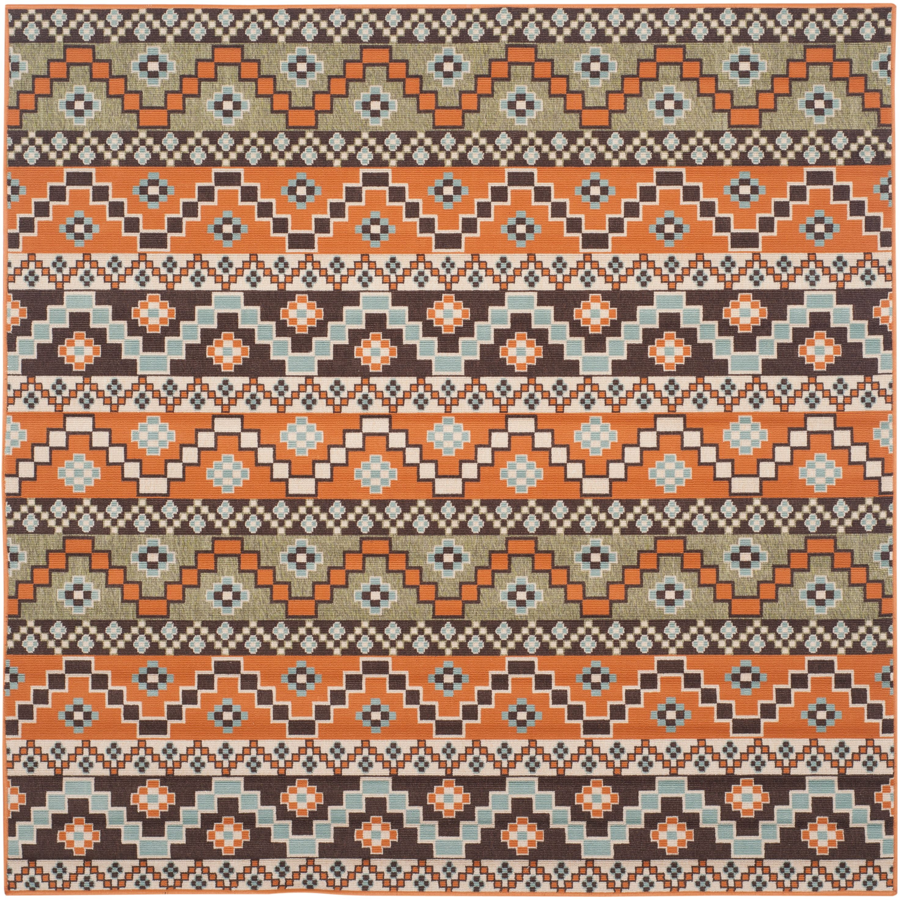 SAFAVIEH Veranda Luwig Southwestern Indoor/Outdoor Area Rug, 6'7" x 6'7" Square, Terracotta/Chocolate - Image 6
