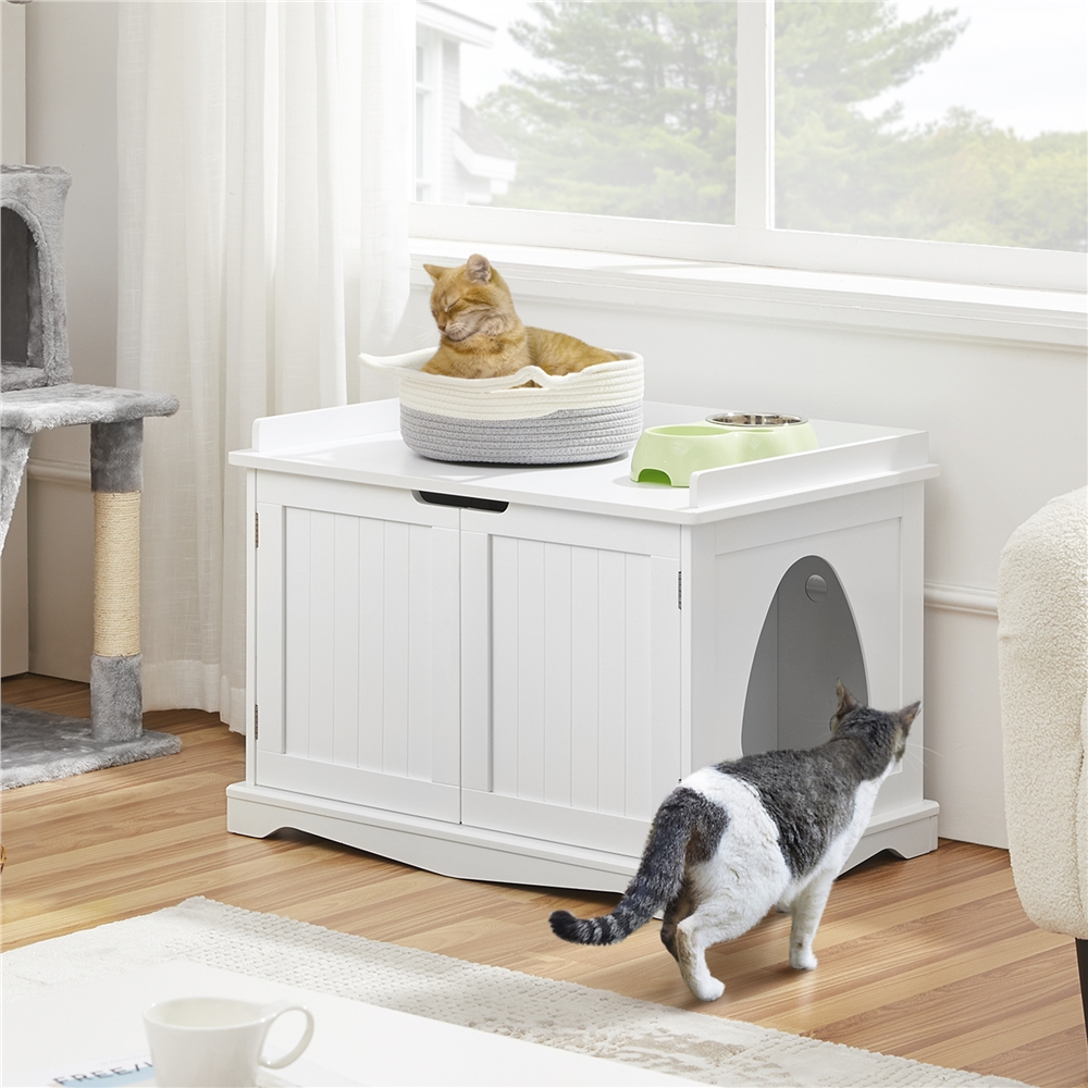 Renwick Wooden Cat Litter Box Furniture with Door, White - Image 3
