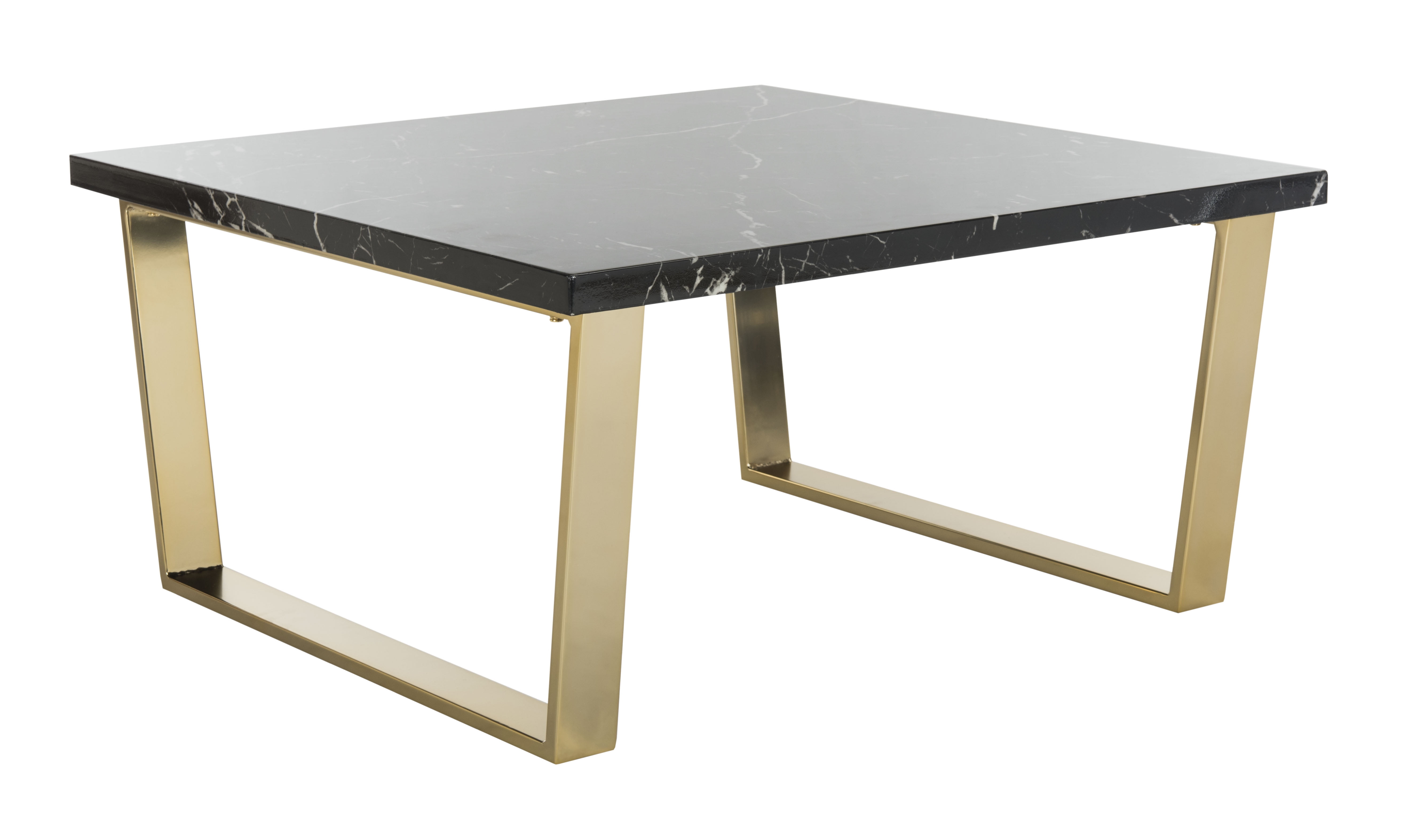 SAFAVIEH Carmen Modern Glam Square Coffee Table, Black Marblue/Brass - Image 8