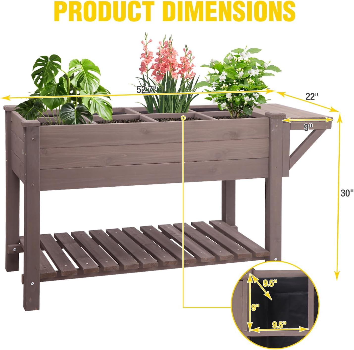 Aivituvin Raised Garden Bed Elevated Wood Planter Box Stand Outdoor Garden Kit - Image 9