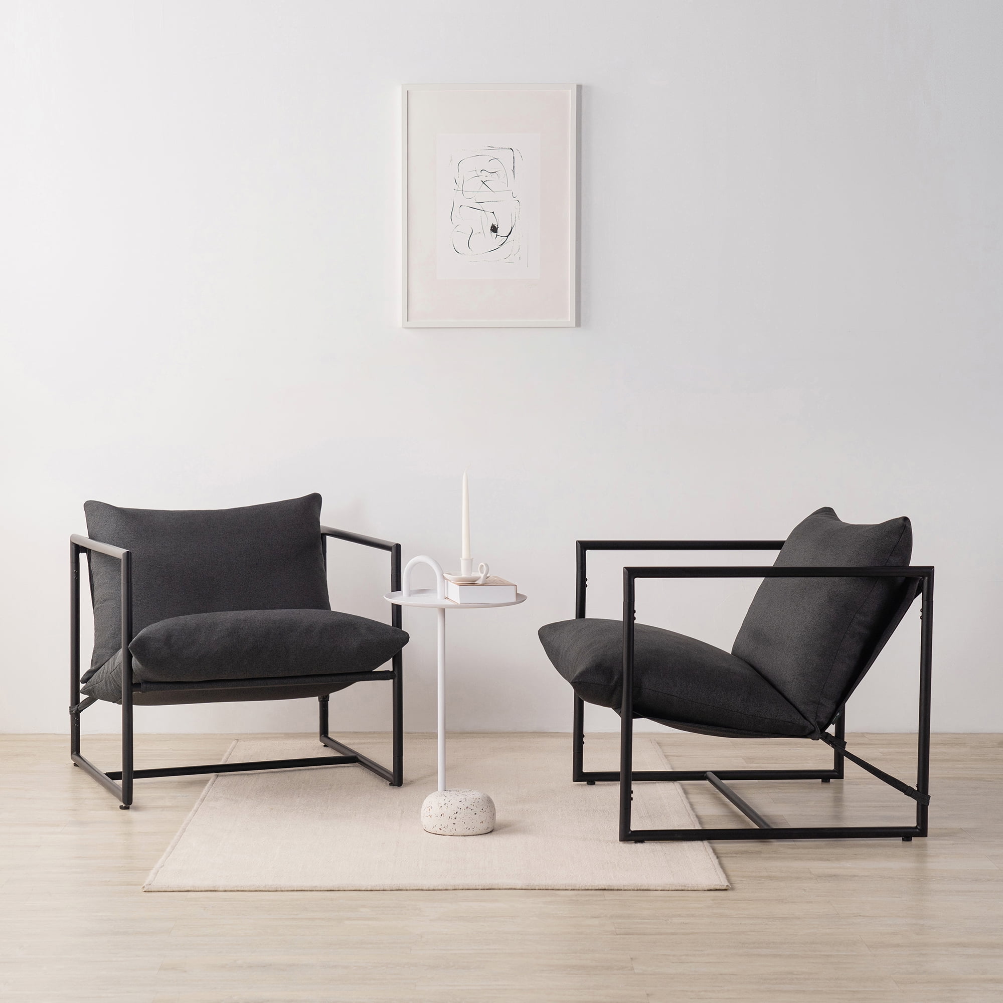 Zinus Aidan Metal Framed Indoor Sling Accent Chair, Dark Grey - Image 12