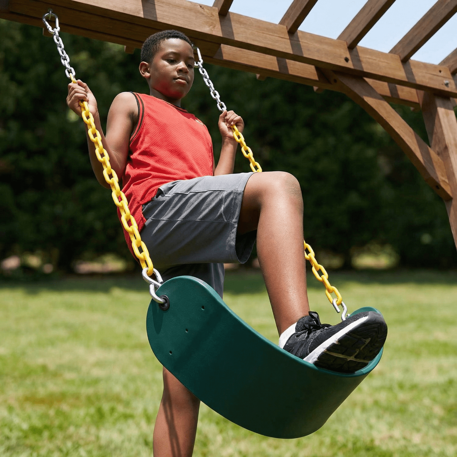 Bibana 2PCS Swings Seats Heavy Duty with 66" Chain, Playground Swing Set Accessories Replacement with Snap Hooks, Support 250lb (Green) - Image 4
