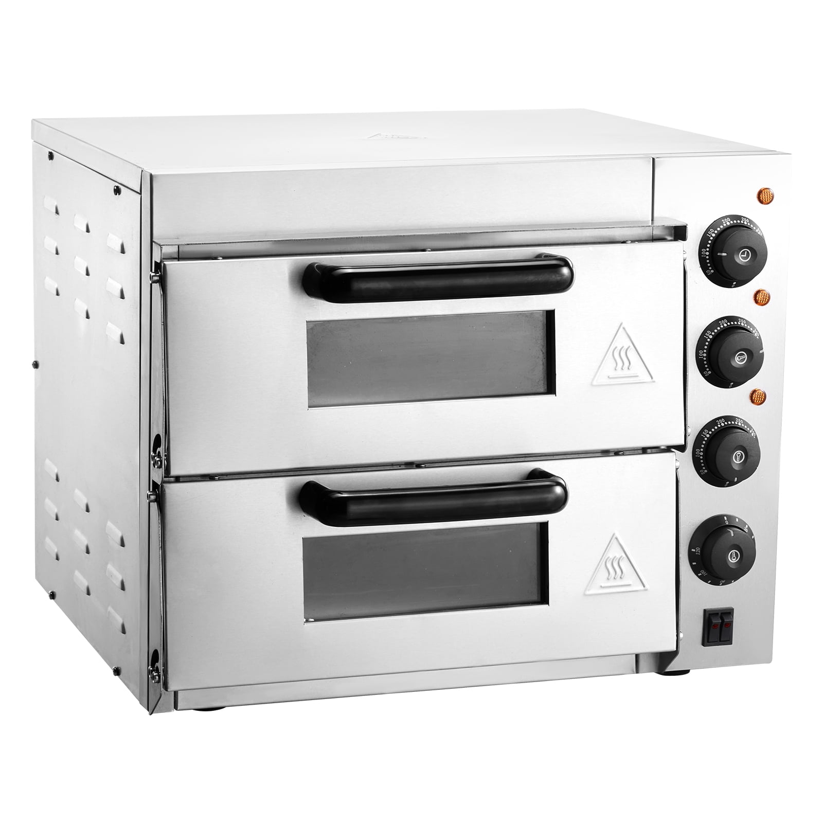 KFFKFF Dual Layer 14" Countertop Pizza Oven, Stainless Steel with Stone Base and Handle, Versatile Electric Oven for Home and Restaurant Use, Ideal for Pizza, Pretzels, and Baked Goods - Image 4