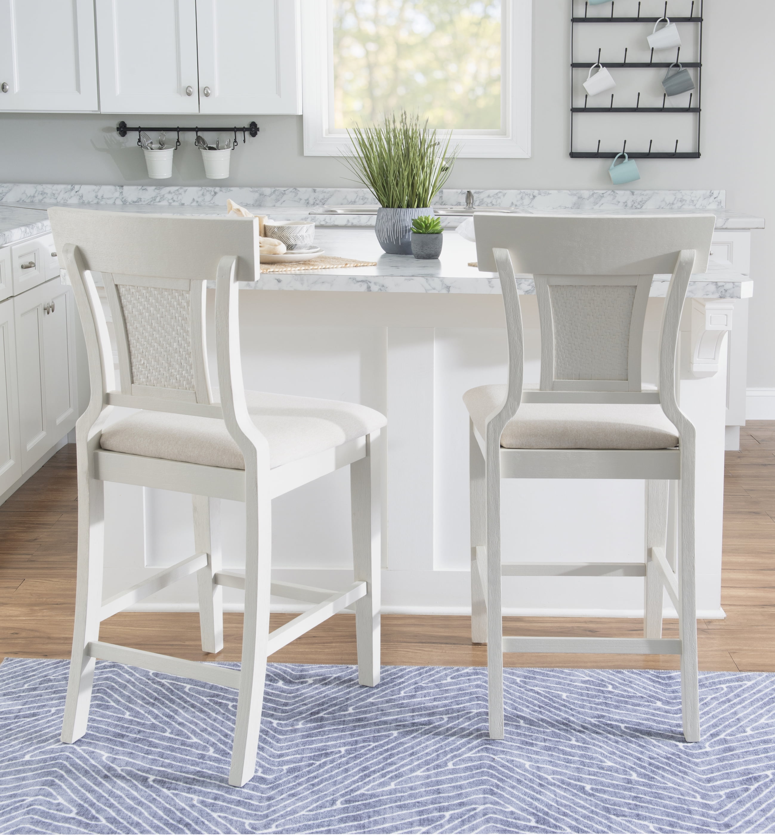Linon Rylan 26" Counter Stool, Whitewash/Beige - Image 2